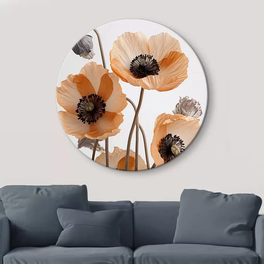  Peintures Coquelicots orange, fleurs séchées sur fond clair, éclairage doux, pétales délicats, arrangement floral r45167