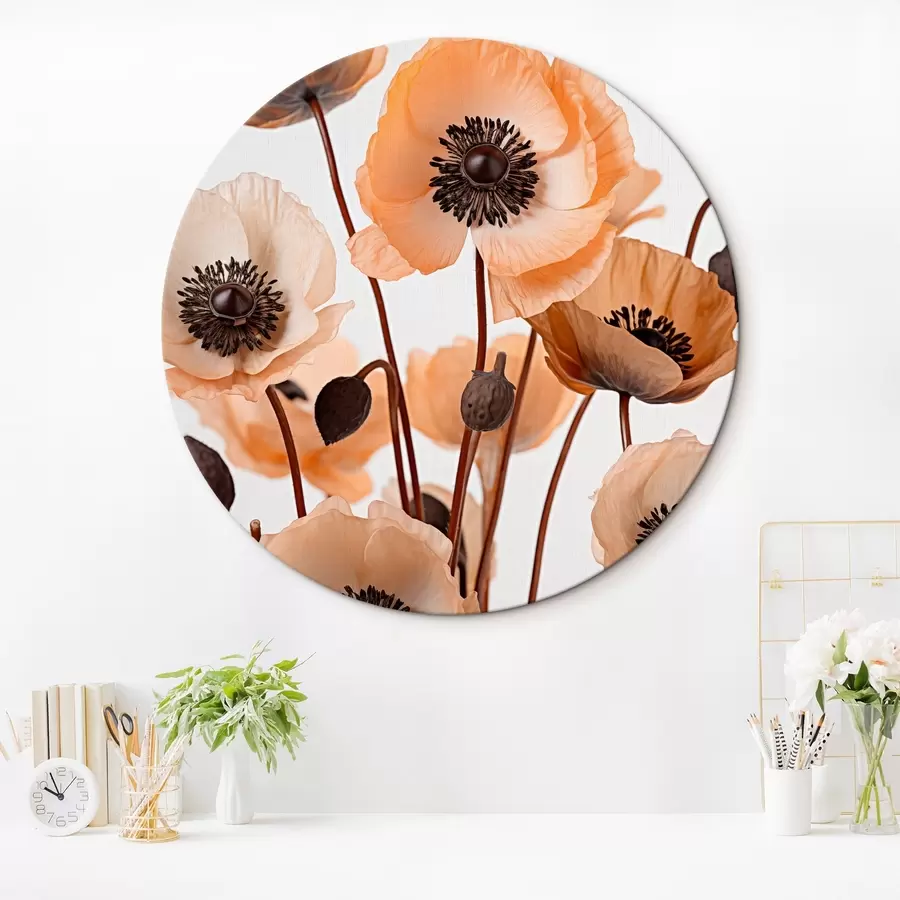  Peintures Coquelicots orange, fleurs séchées sur fond clair, éclairage doux, pétales délicats, arrangement floral r45168