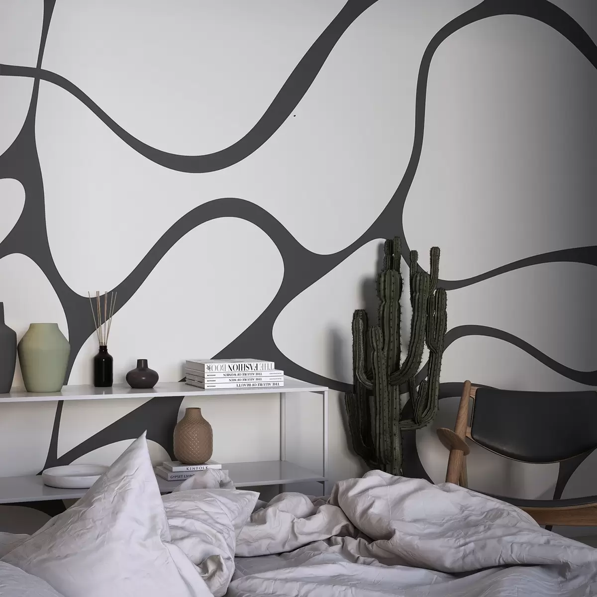 Fotobehang Abstract patroon met gebogen lijnen w04274