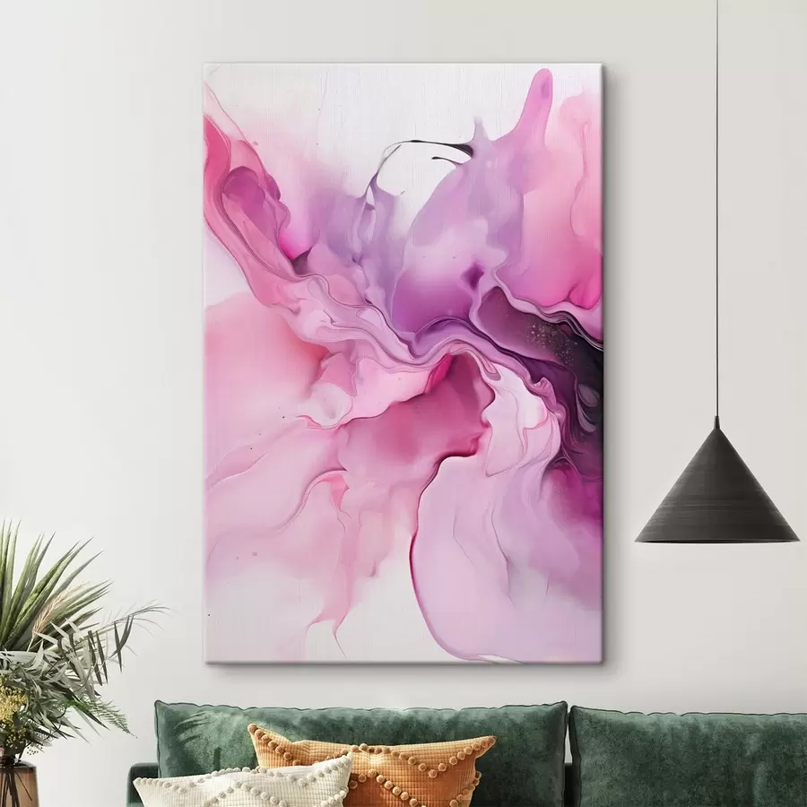  Peintures Des tourbillons abstraits de rose, de violet et de noir se fondent dans une composition fluide et organique, créant une impression de mouvement s45195