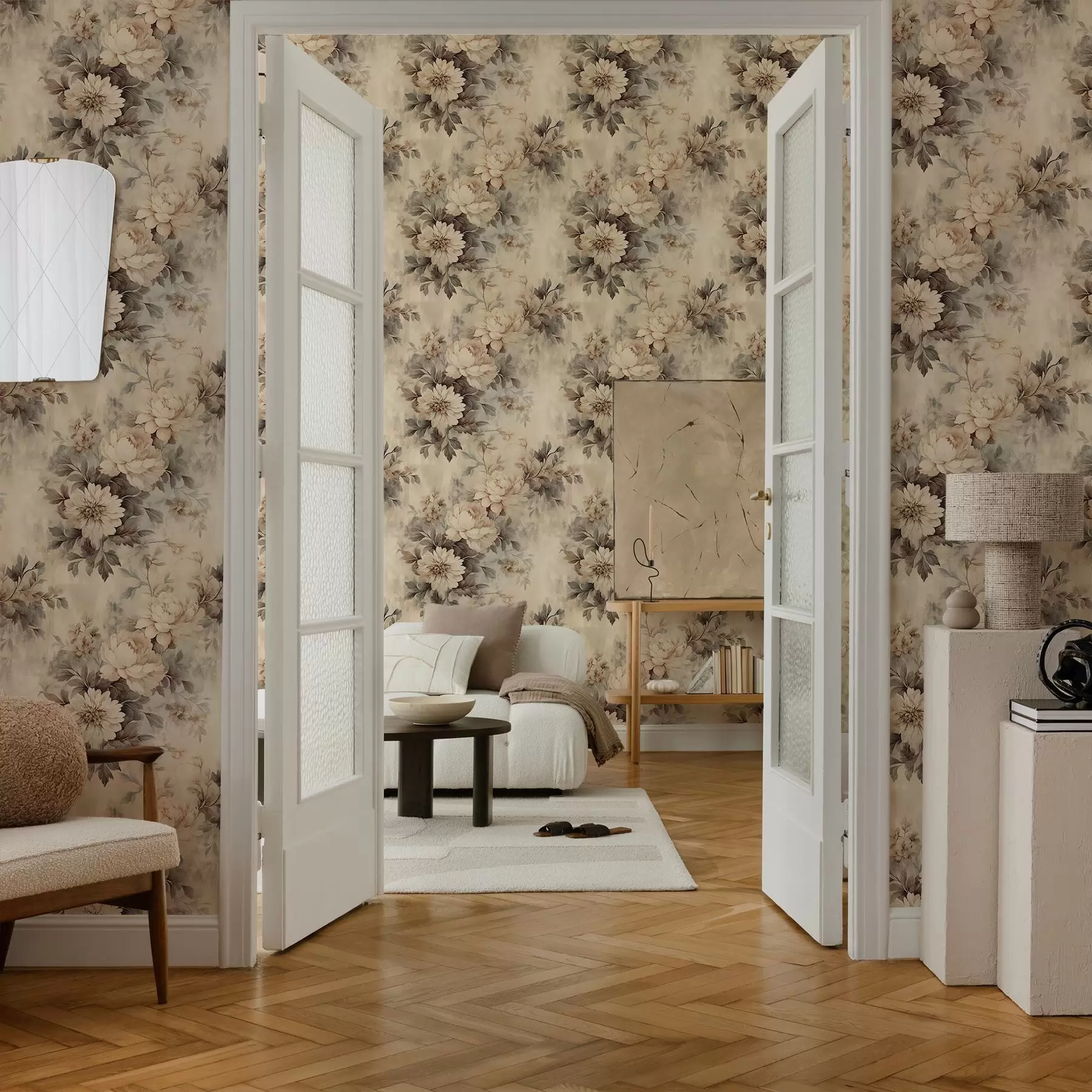 Fotobehang Vintage aquarelbloemen