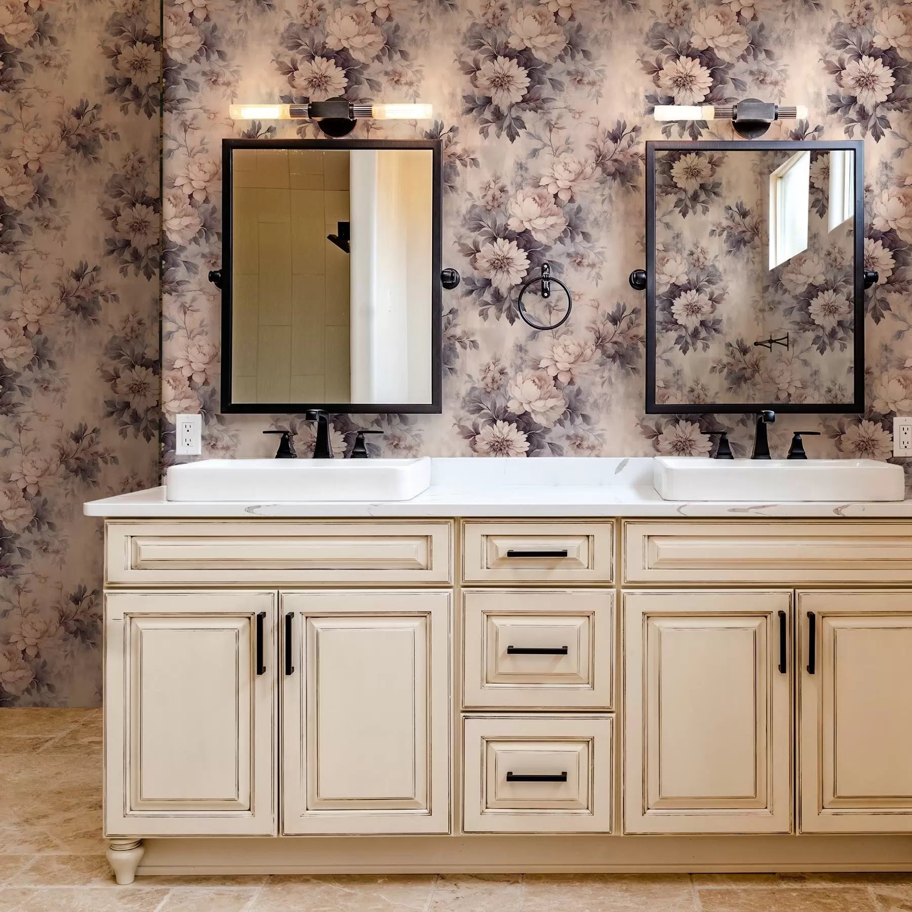 Fotobehang Vintage aquarelbloemen