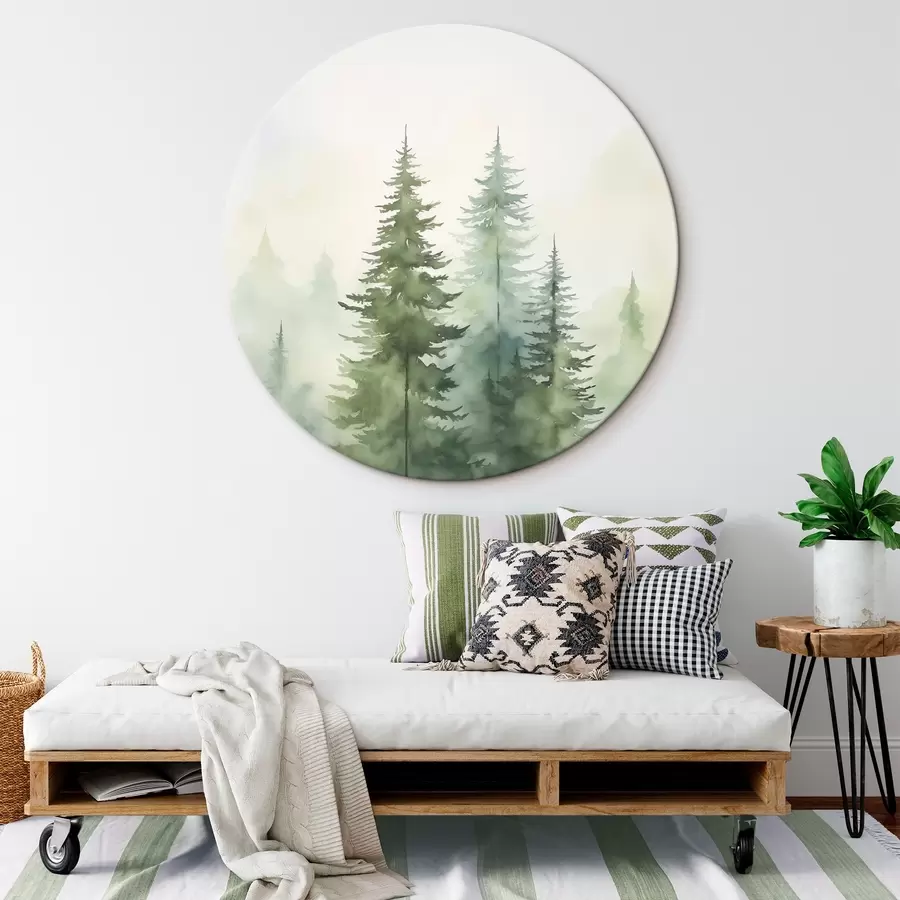  Schilderijen Dennenbomen in de mist r45208