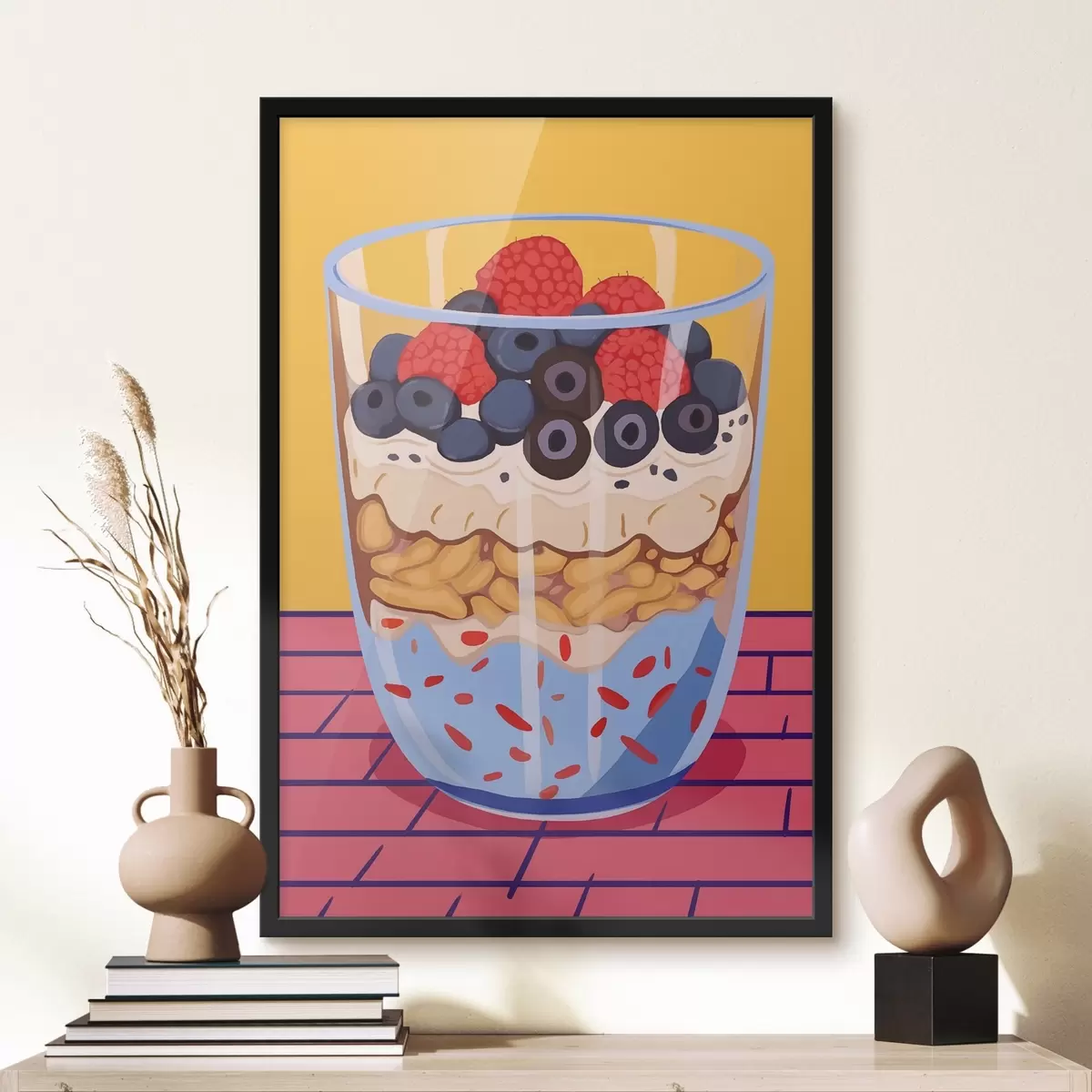Affiche Verre avec du yaourt, des baies et des céréales f45216