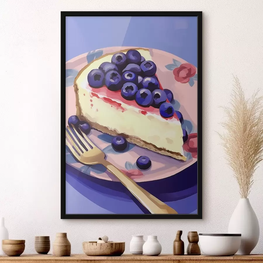 Fotobehang Cheesecake met bosbessen f45229