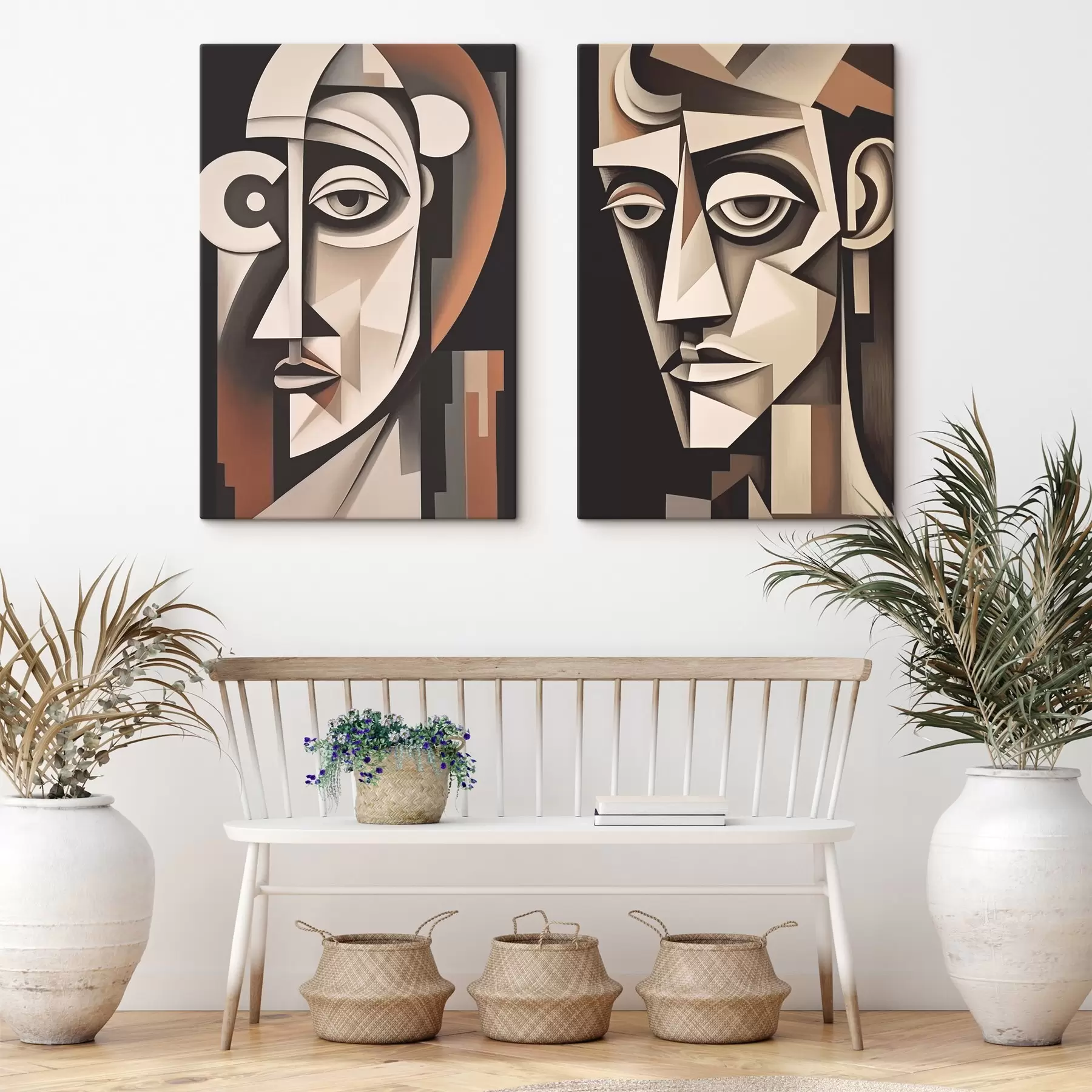 Fotobehang Abstracte portretten in kubistische stijl m00550