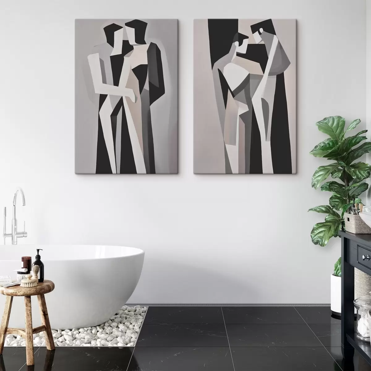  Schilderijen Abstracte geometrische koppels m00517