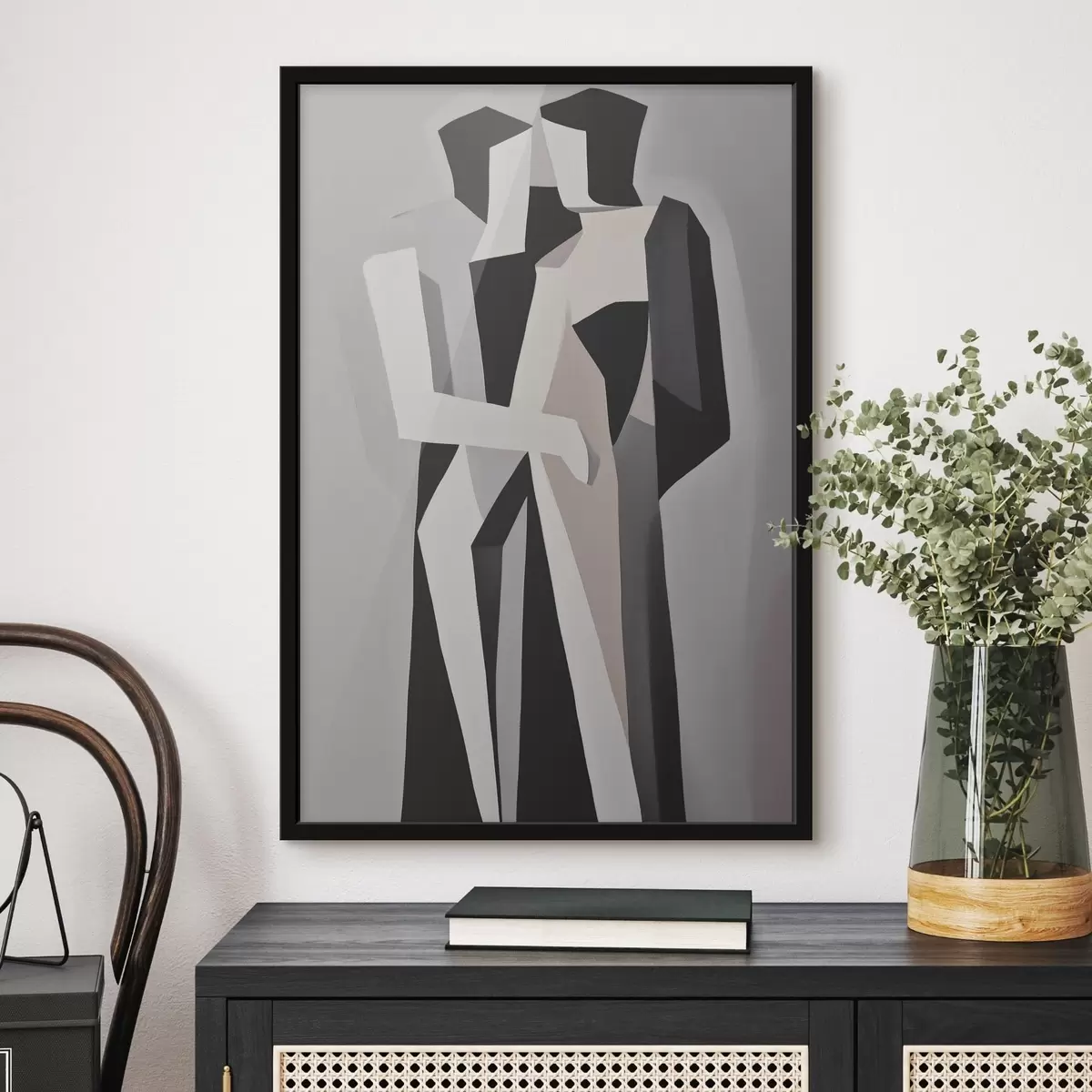 Poster Abstracte figuren in monochroom f45155