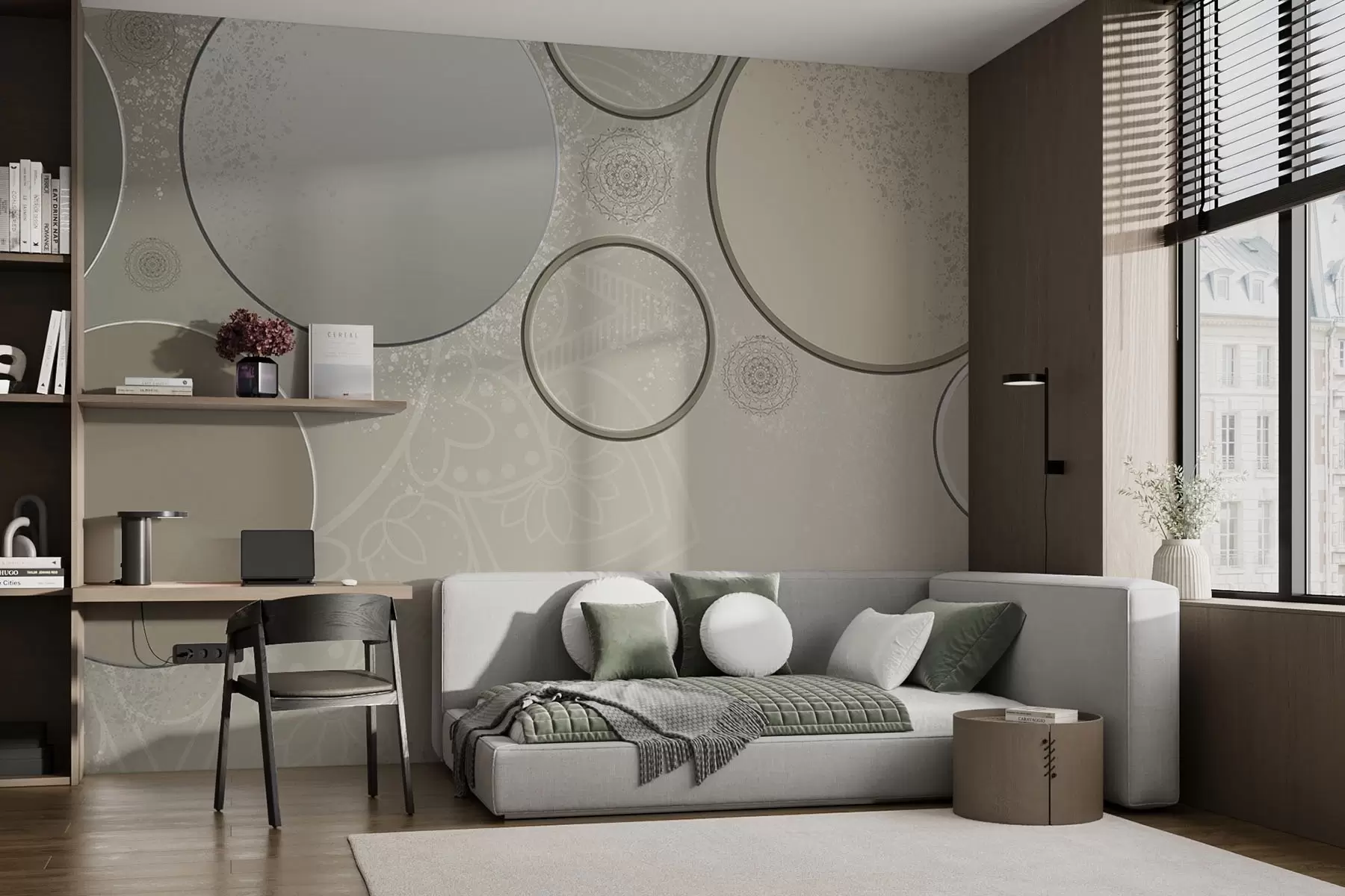 Papier peint photo Variété de cercles sur fond translucide w09181