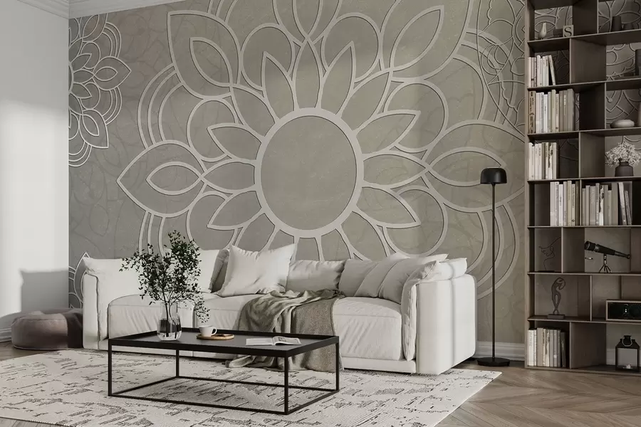 Fotobehang Prachtige patronen in licht beige w09183