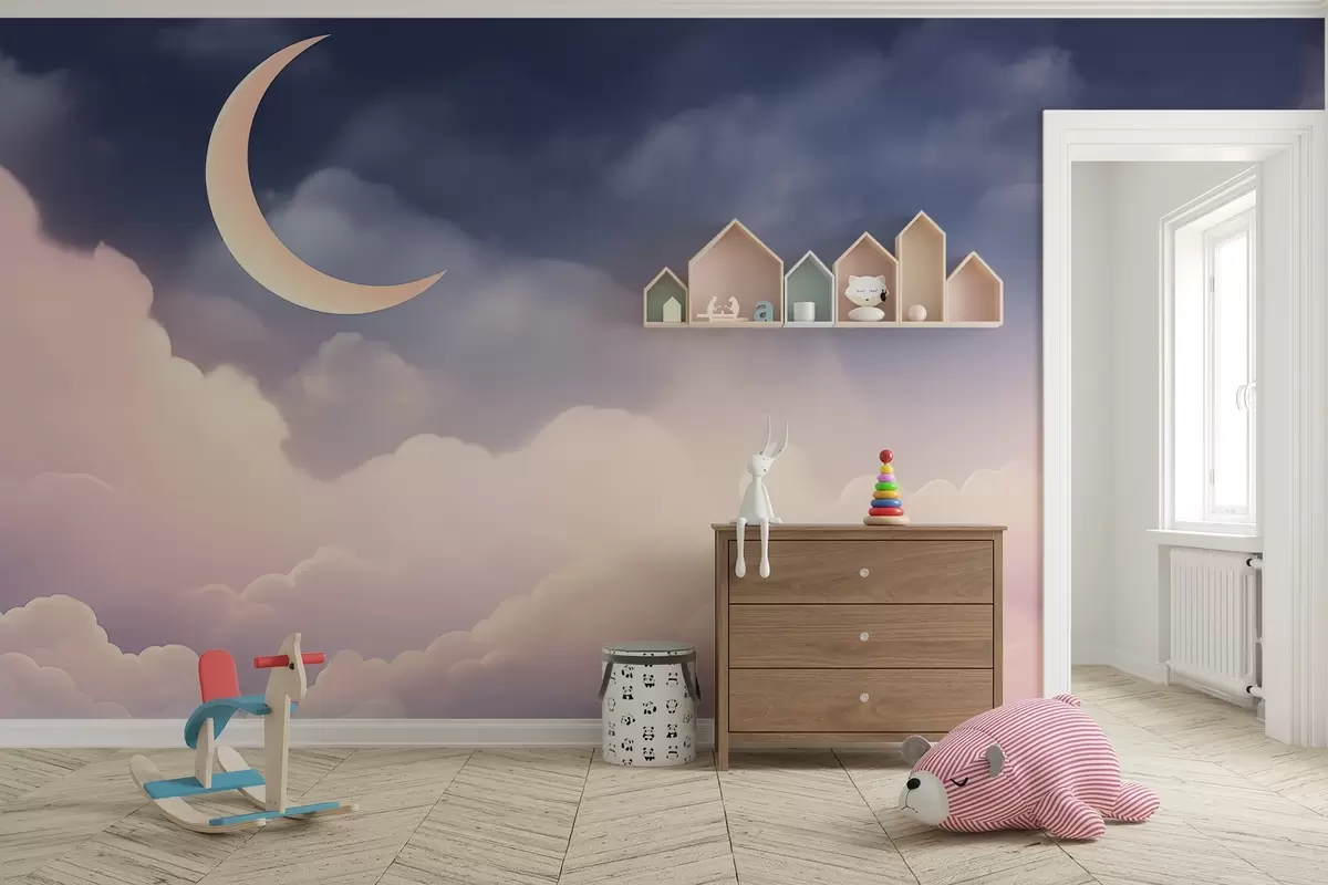 Fotobehang Wolken en de maan w04330