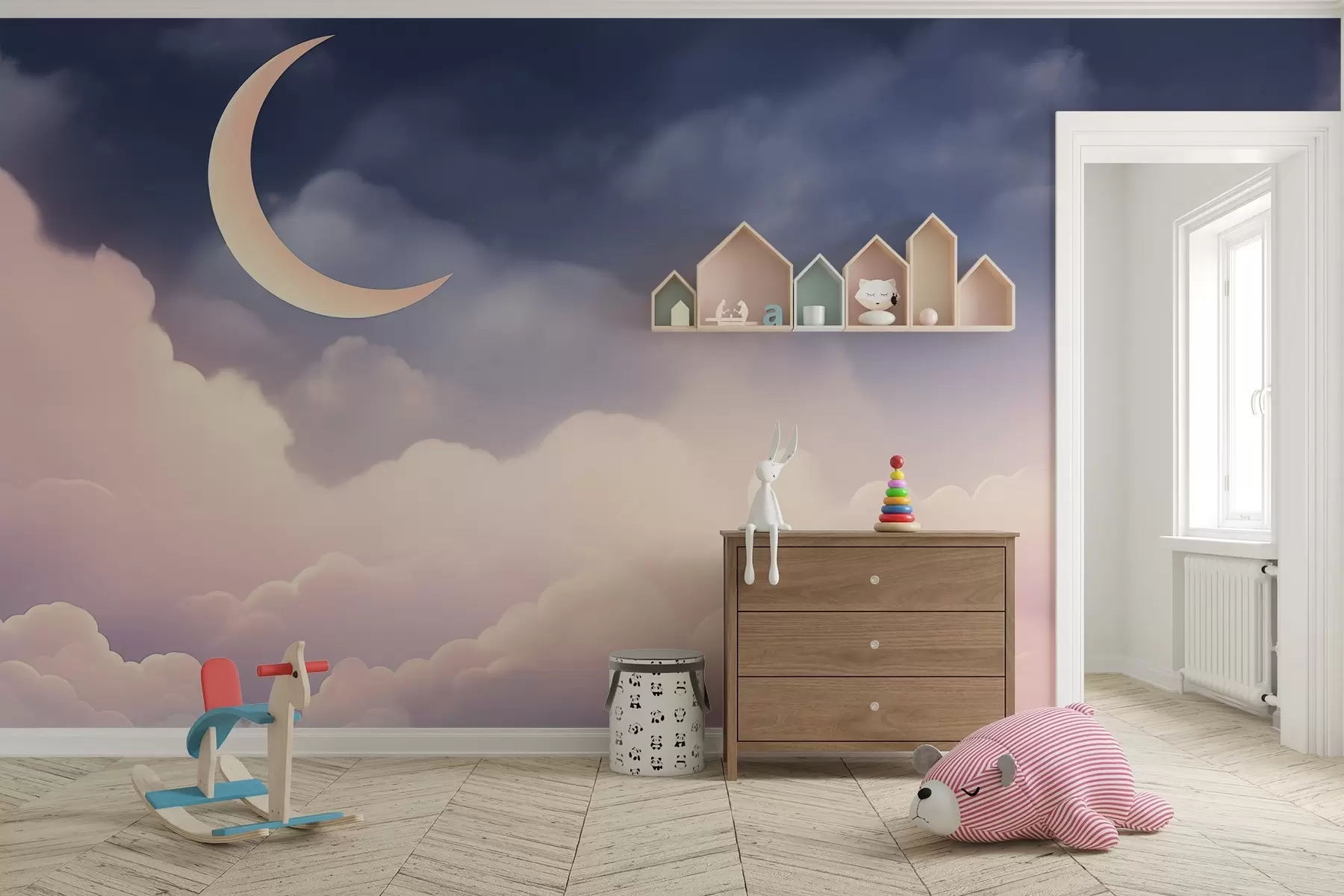 Fotobehang Wolken en de maan w04330