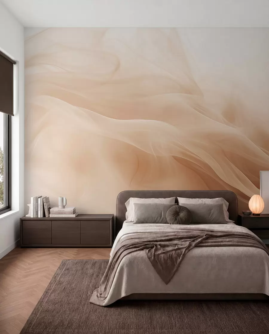 Papier peint photo Vagues fumées de couleur beige dans un style abstrait w09273