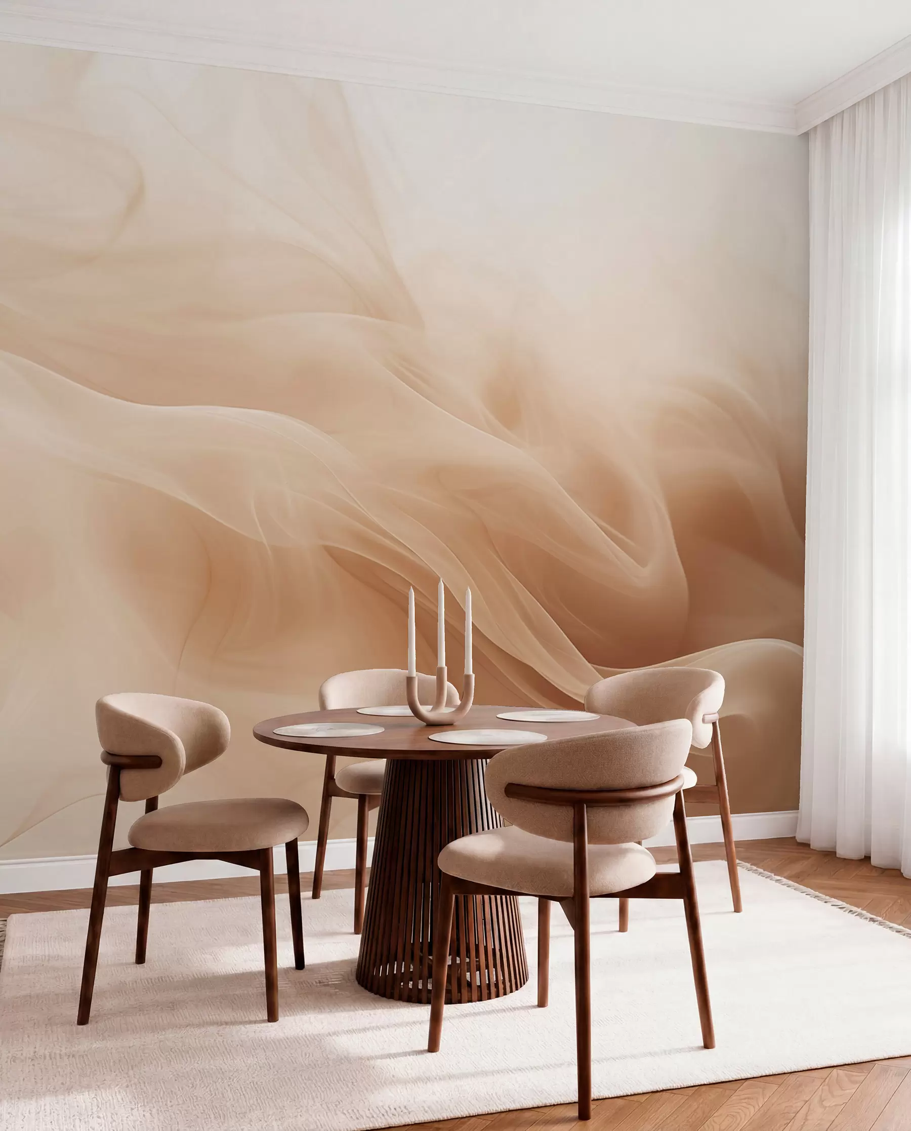 Fotobehang Beige rookgolven in abstracte stijl w09273