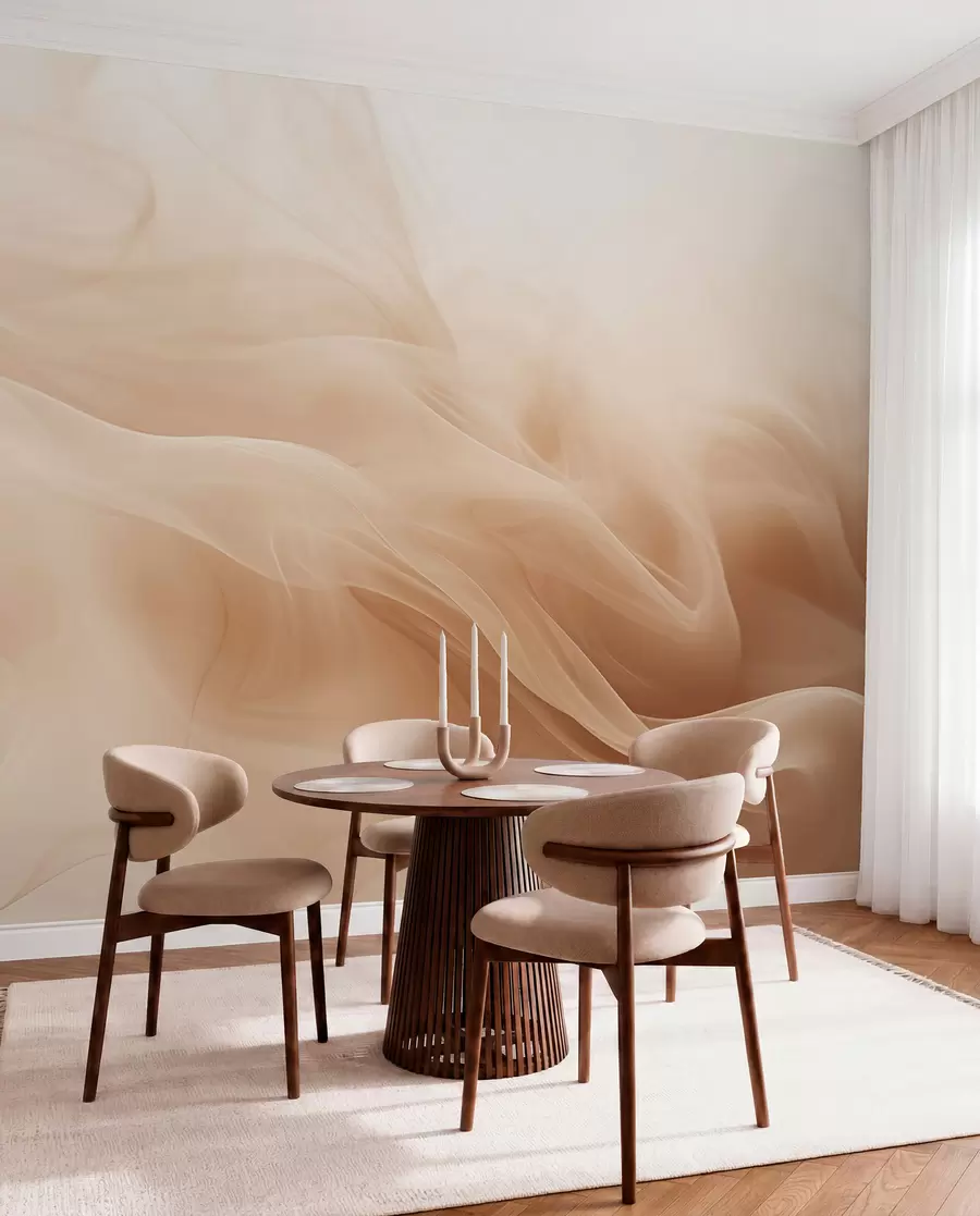 Papier peint photo Vagues fumées de couleur beige dans un style abstrait w09273