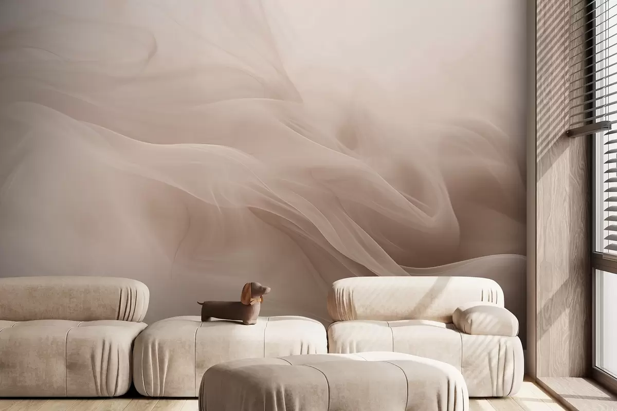 Fotobehang Zachte beige rookgolven in abstracte stijl w09273v1