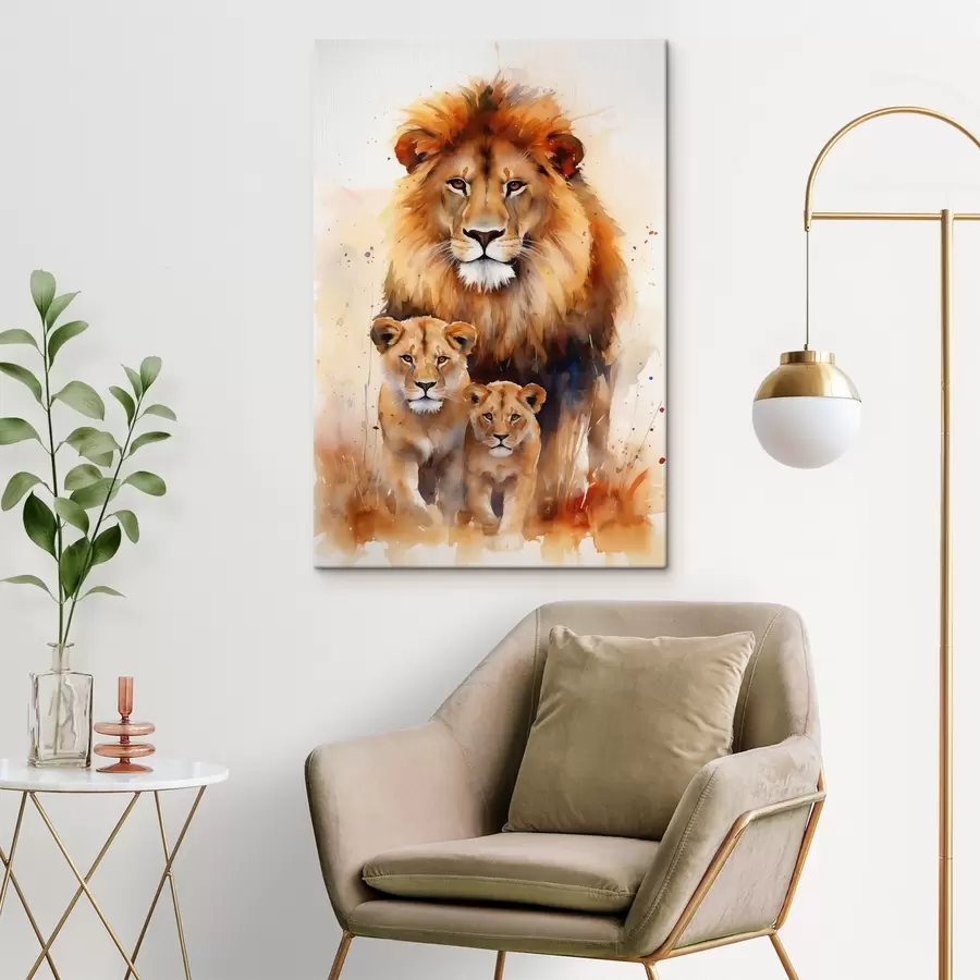  Peintures Une famille de lions s44555