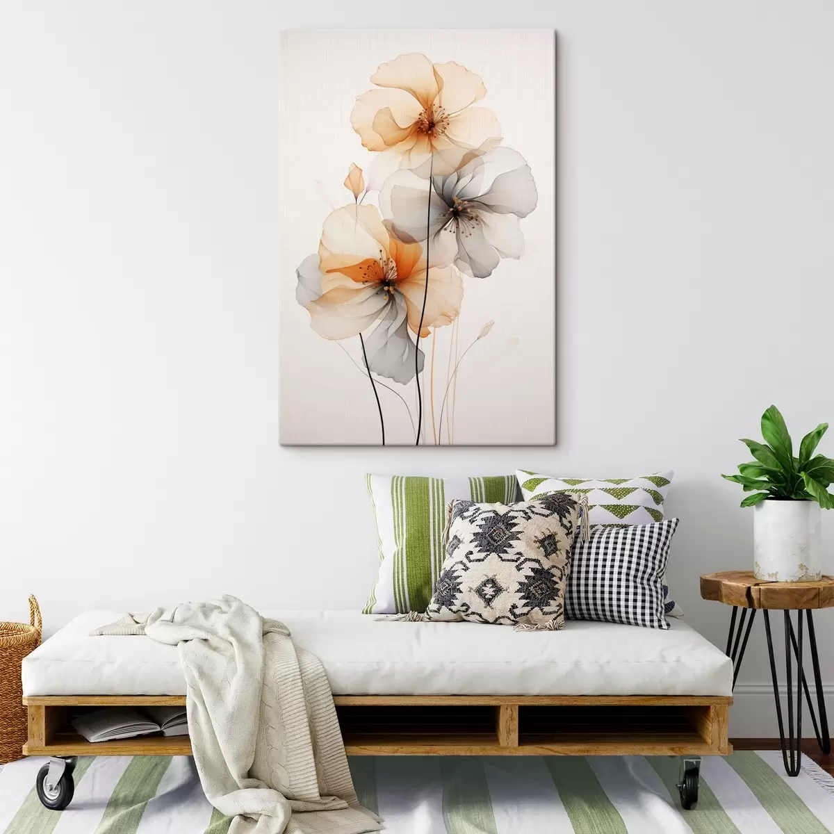  Peintures Fleurs abstraites translucides s44558