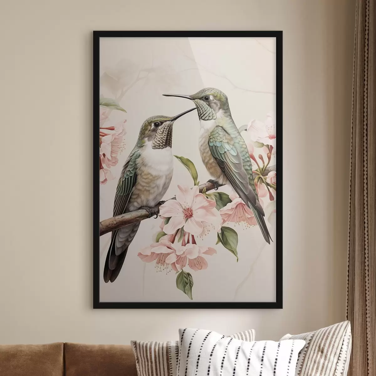 Poster Een paar vogels op een tak f44550