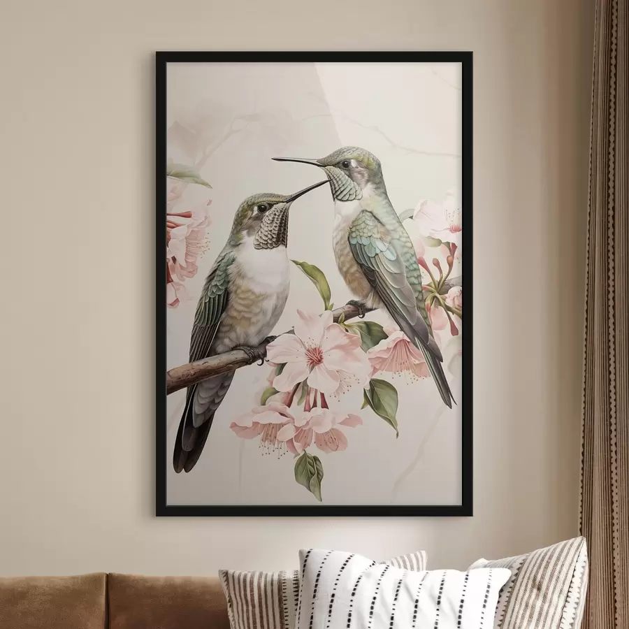 Fotobehang Een paar vogels op een tak f44550