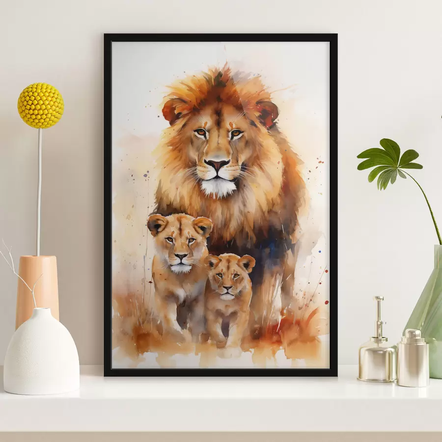 Papier peint photo Une famille de lions f44555