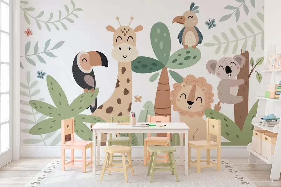 Fotobehang Schattige dieren in de jungle w04357