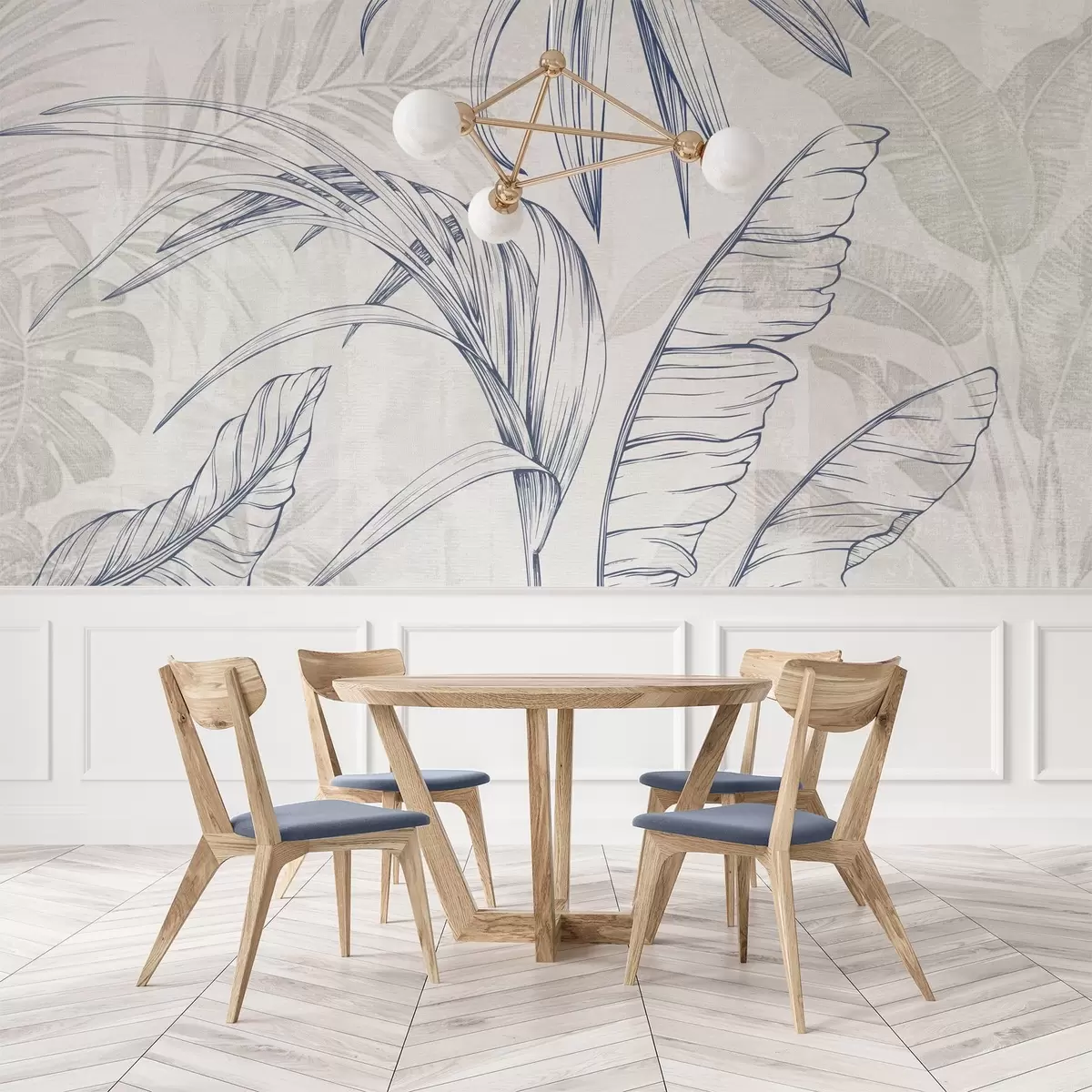 Papier peint photo Feuilles sur fond avec imitation de flou et de texture w04362v1