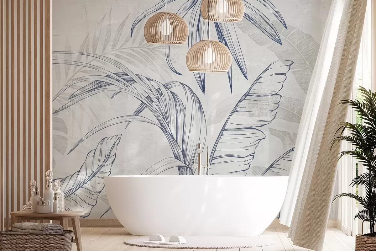 Papier peint photo Feuilles sur fond avec imitation de flou et de texture w04362v1