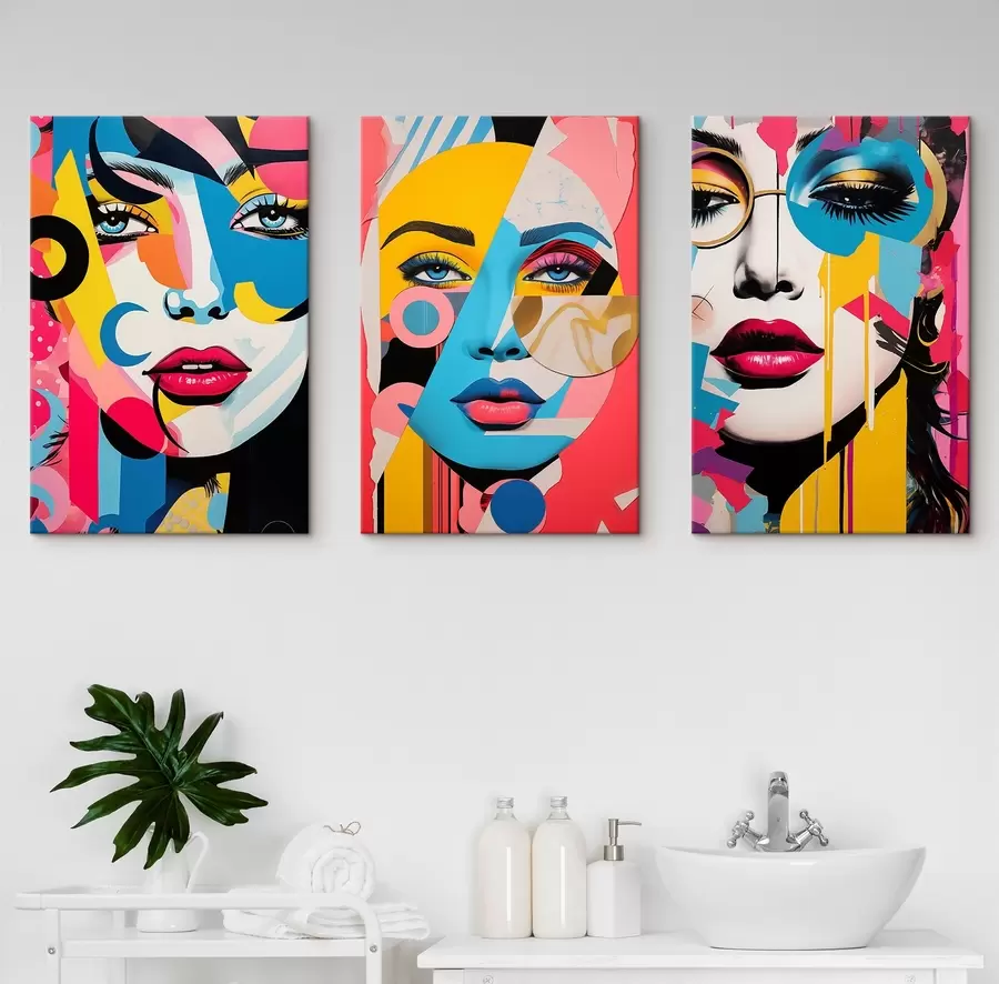  Peintures Abstraction de visages colorés m00557