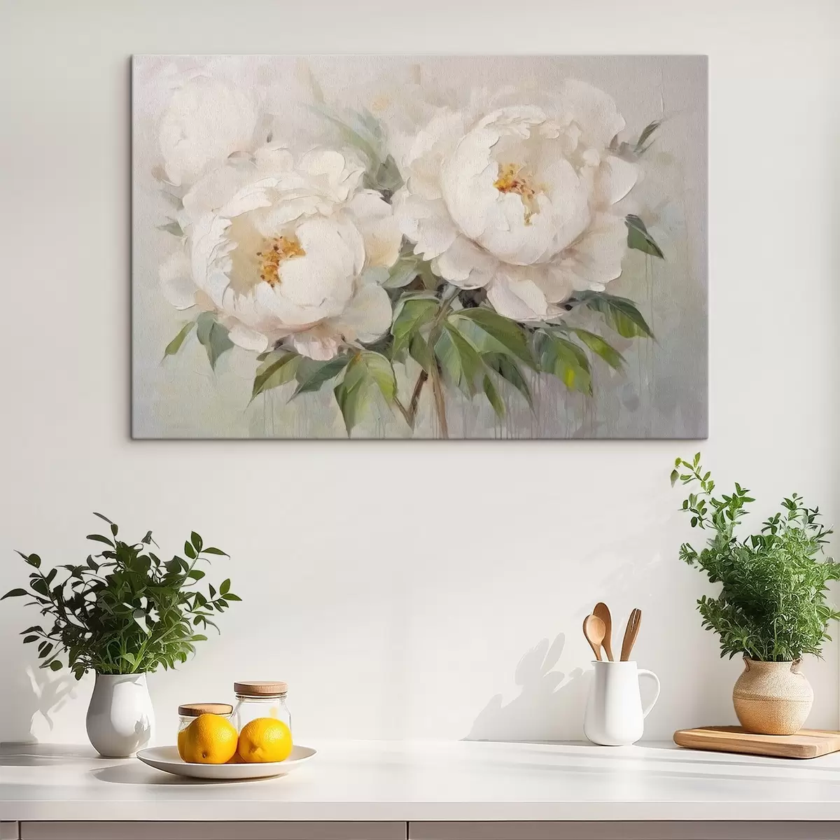  Schilderijen Delicate witte pioenrozen s45268