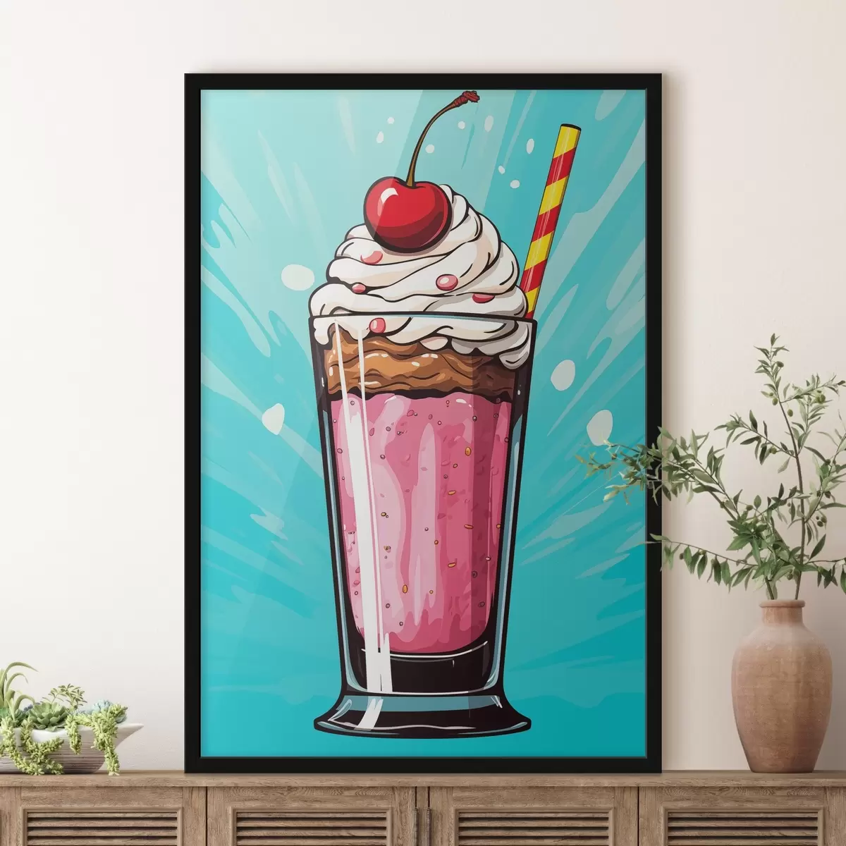 Affiche Milkshake aux fraises et aux cerises f45273