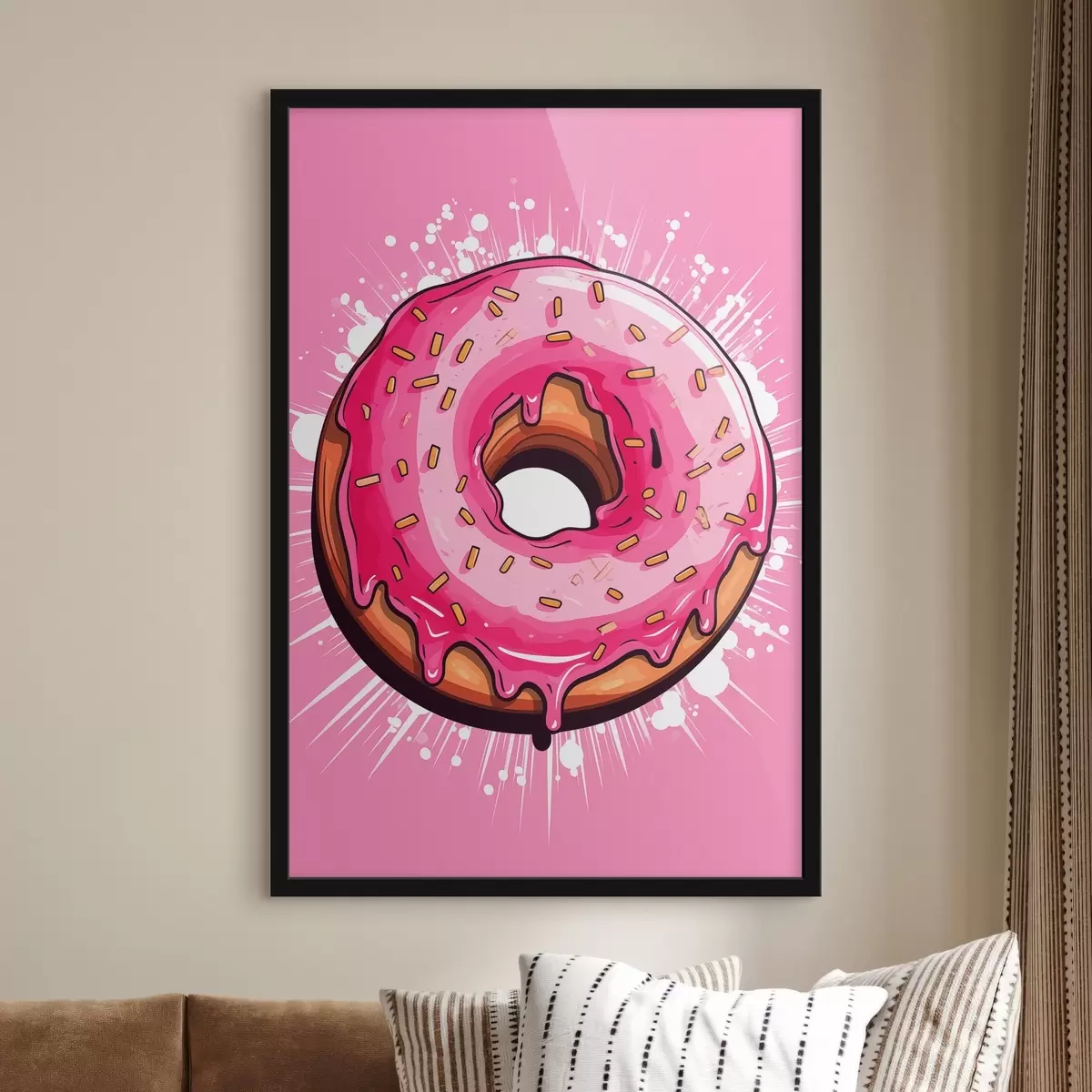 Affiche Donut avec glaçage rose f45274