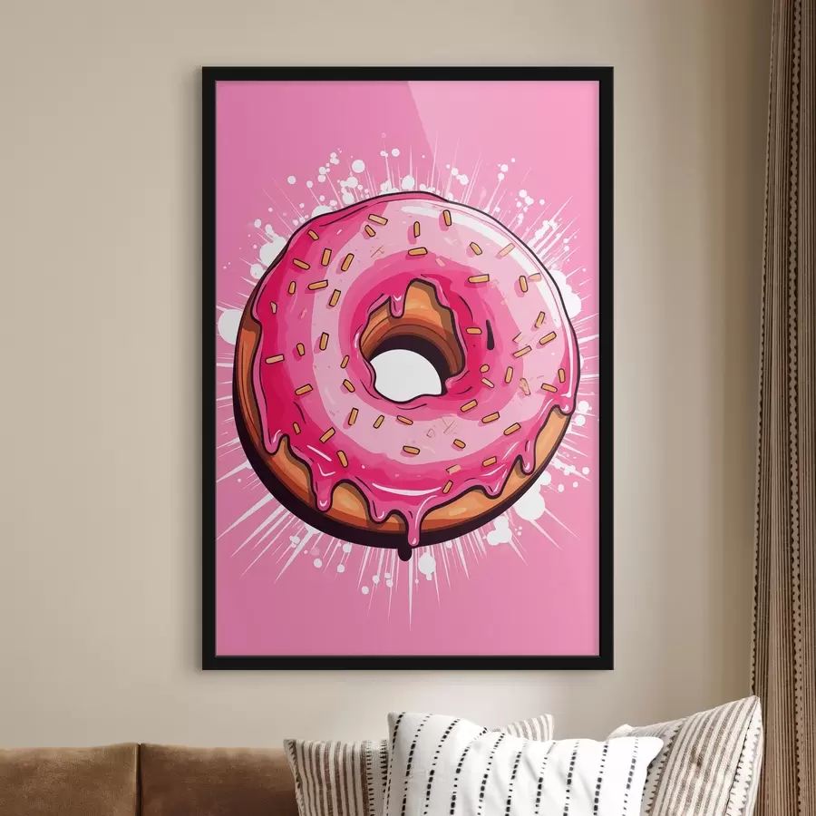 Fotobehang Donut met roze glazuur f45274
