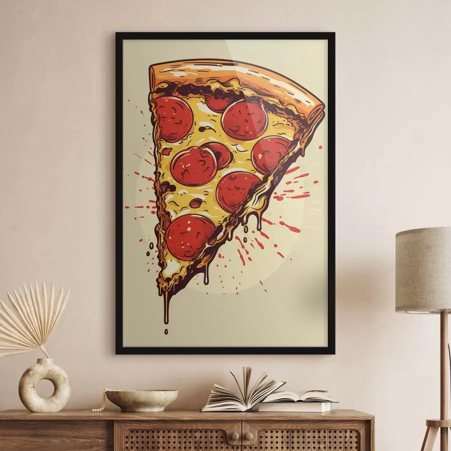 Fotobehang Stuk peperoni pizza f45275