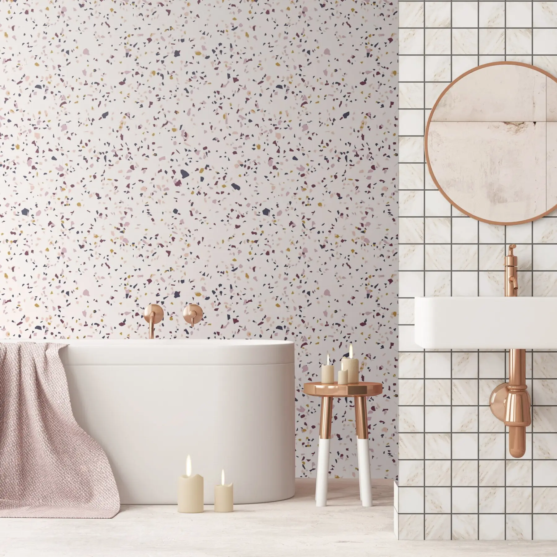 Papier peint photo Effet miettes de couleur, style boho u71766