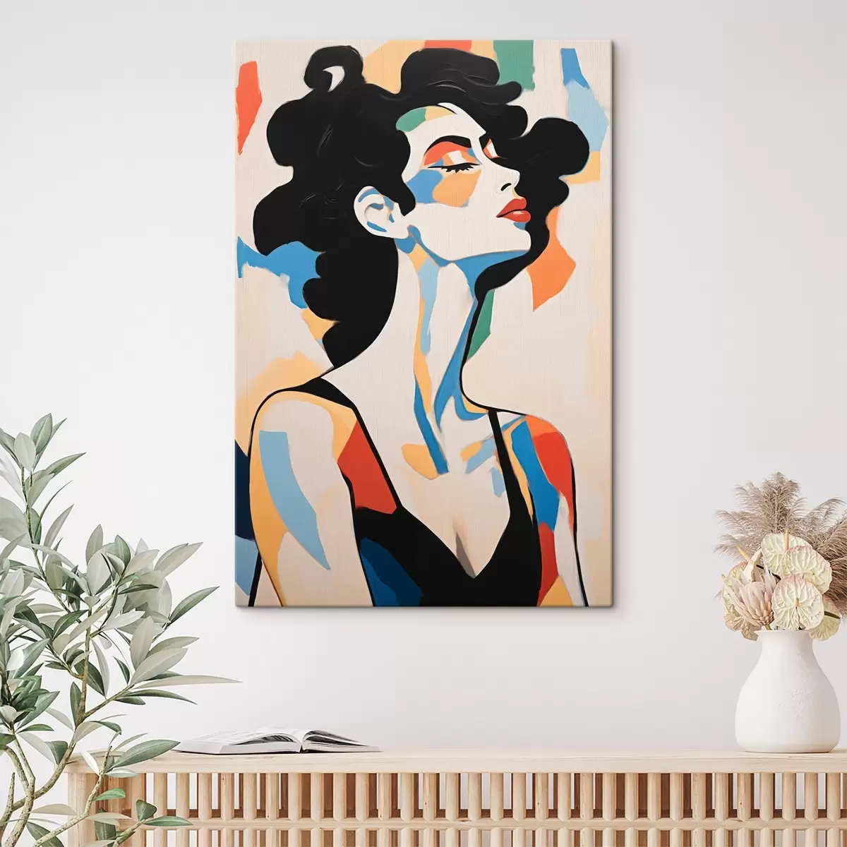  Peintures Portrait abstrait d'une femme avec imitation de coups de pinceau s45233