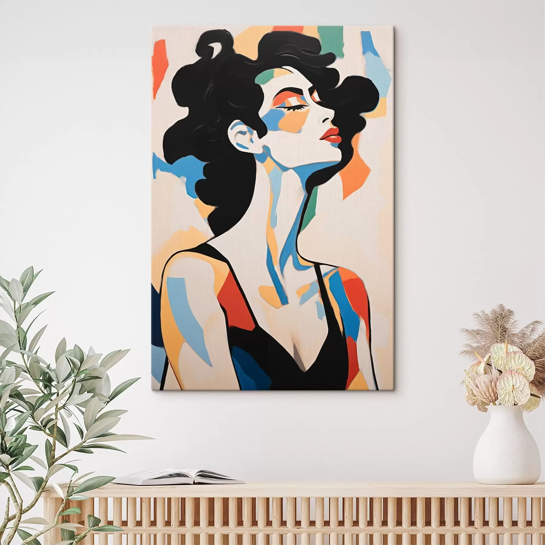  Schilderijen Abstract portret van een vrouw met imitatie van penseelstreken s45233