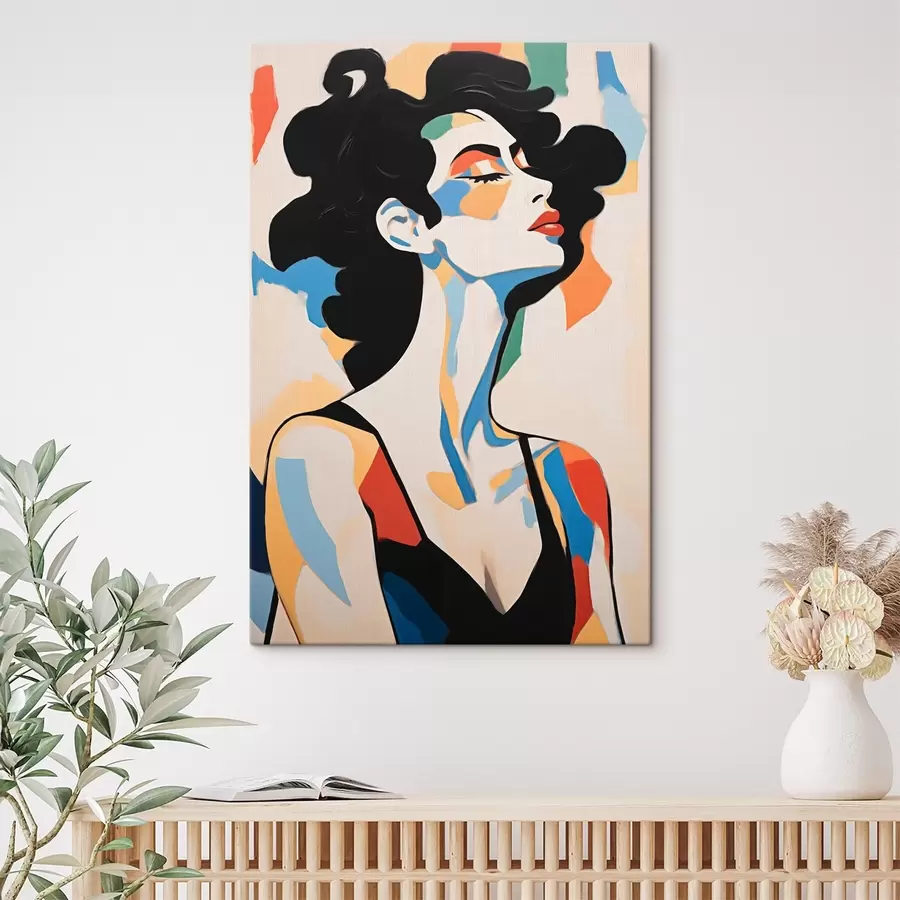  Schilderijen Abstract portret van een vrouw met imitatie van penseelstreken s45233