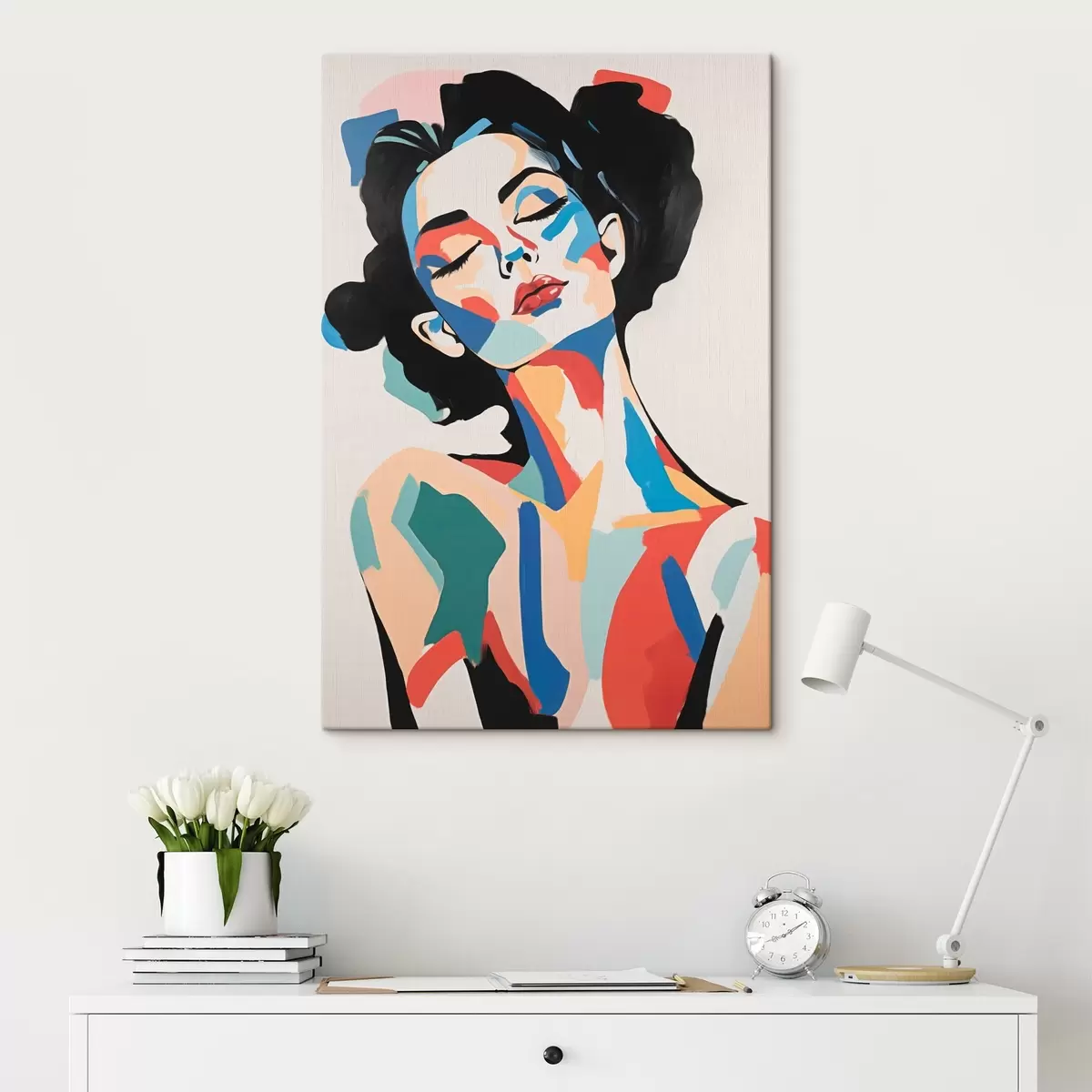  Peintures Portrait abstrait d'une femme avec imitation de coups de pinceau s45234