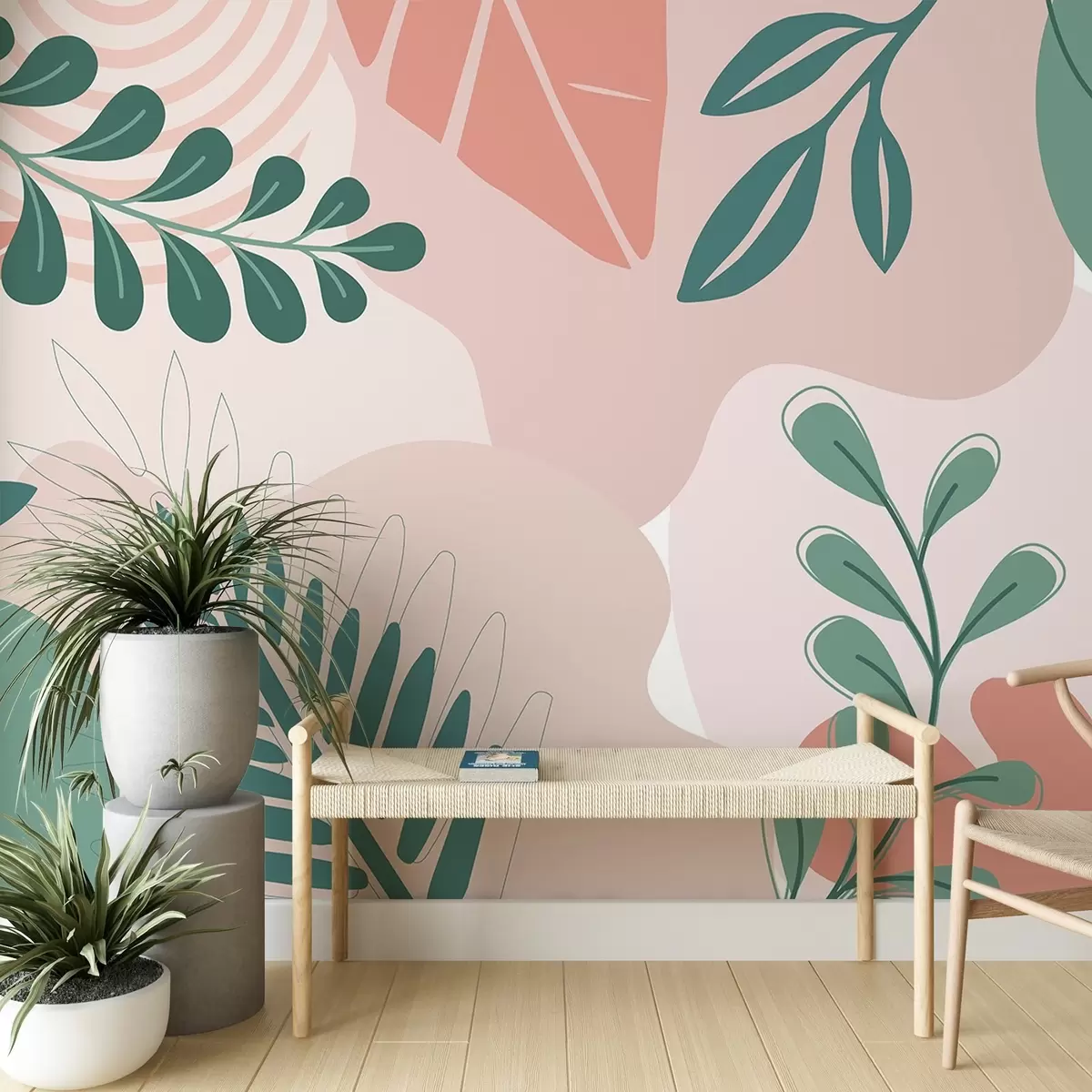 Fotobehang Abstractie, bladeren w04366