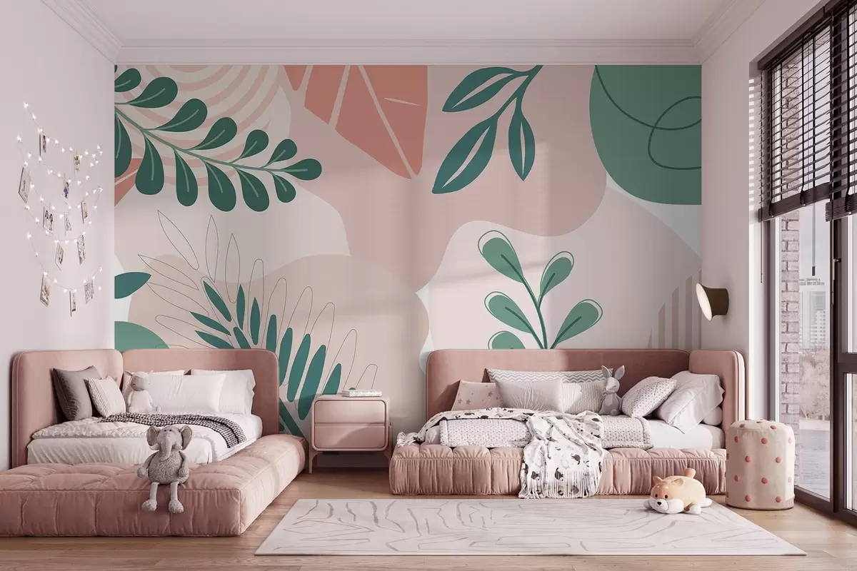 Papier peint photo Abstraction, feuilles w04366