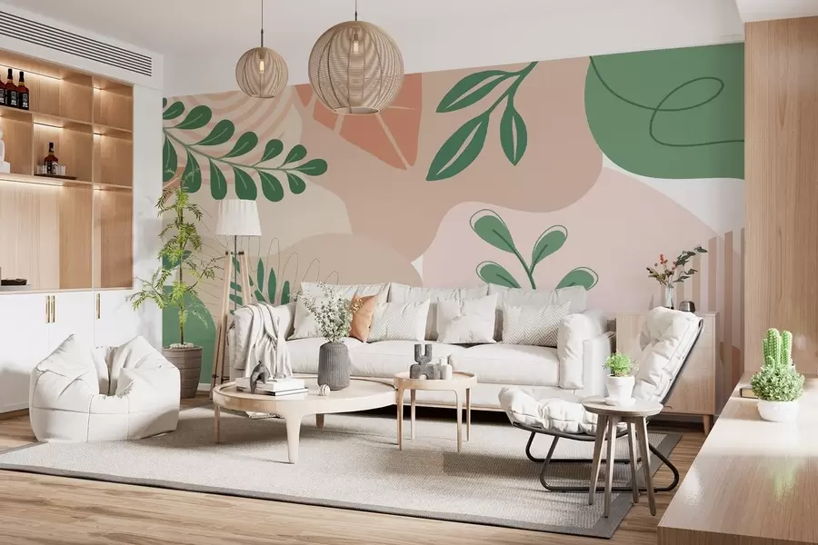 Fotobehang Abstractie, bladeren w04366v1