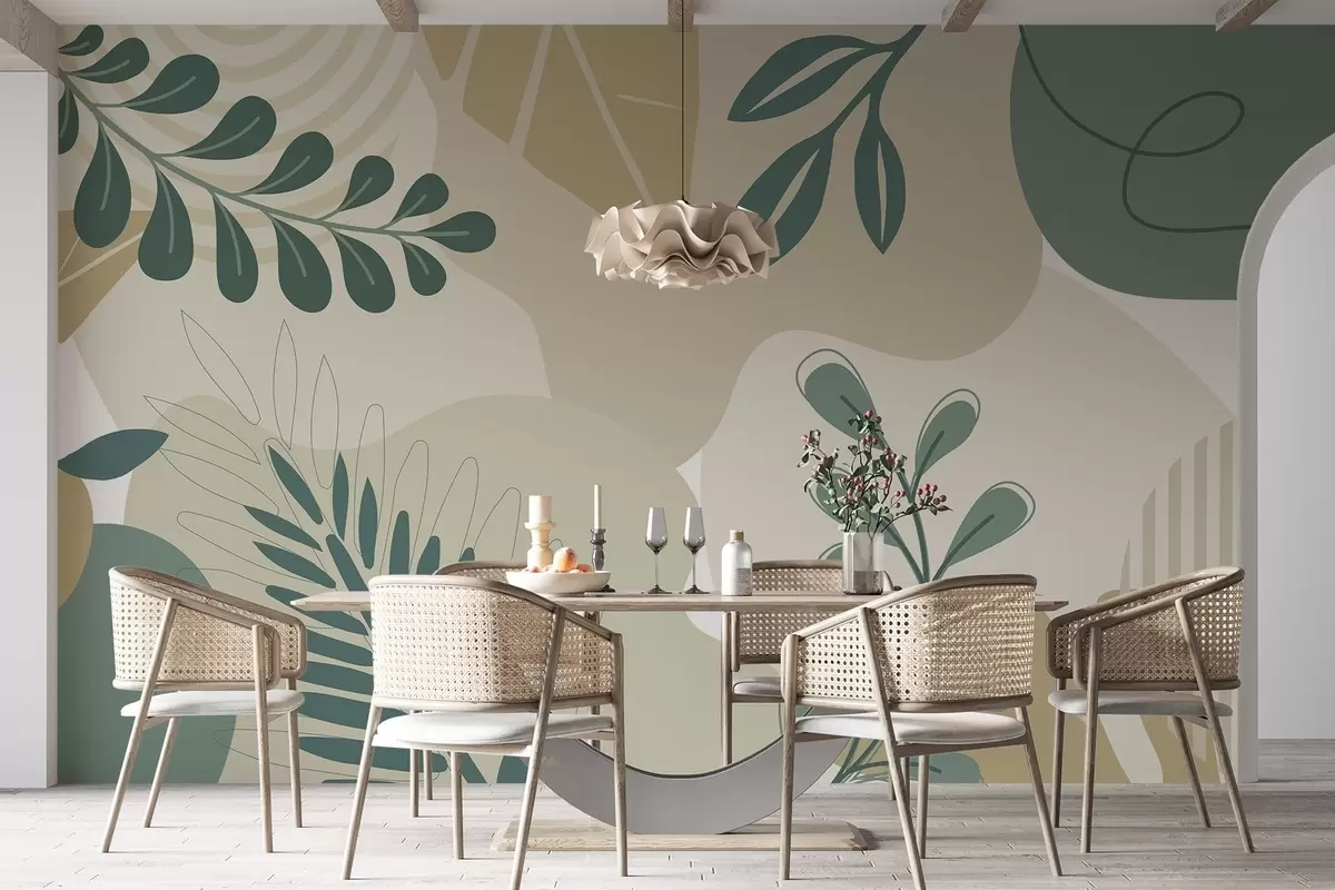 Fotobehang Abstractie, bladeren w04366v2