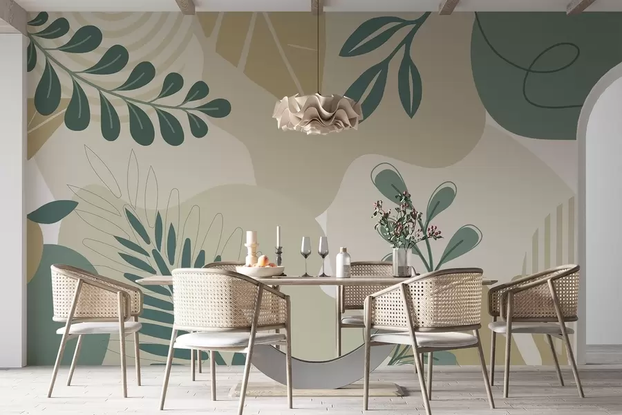 Papier peint photo Abstraction, feuilles w04366v2