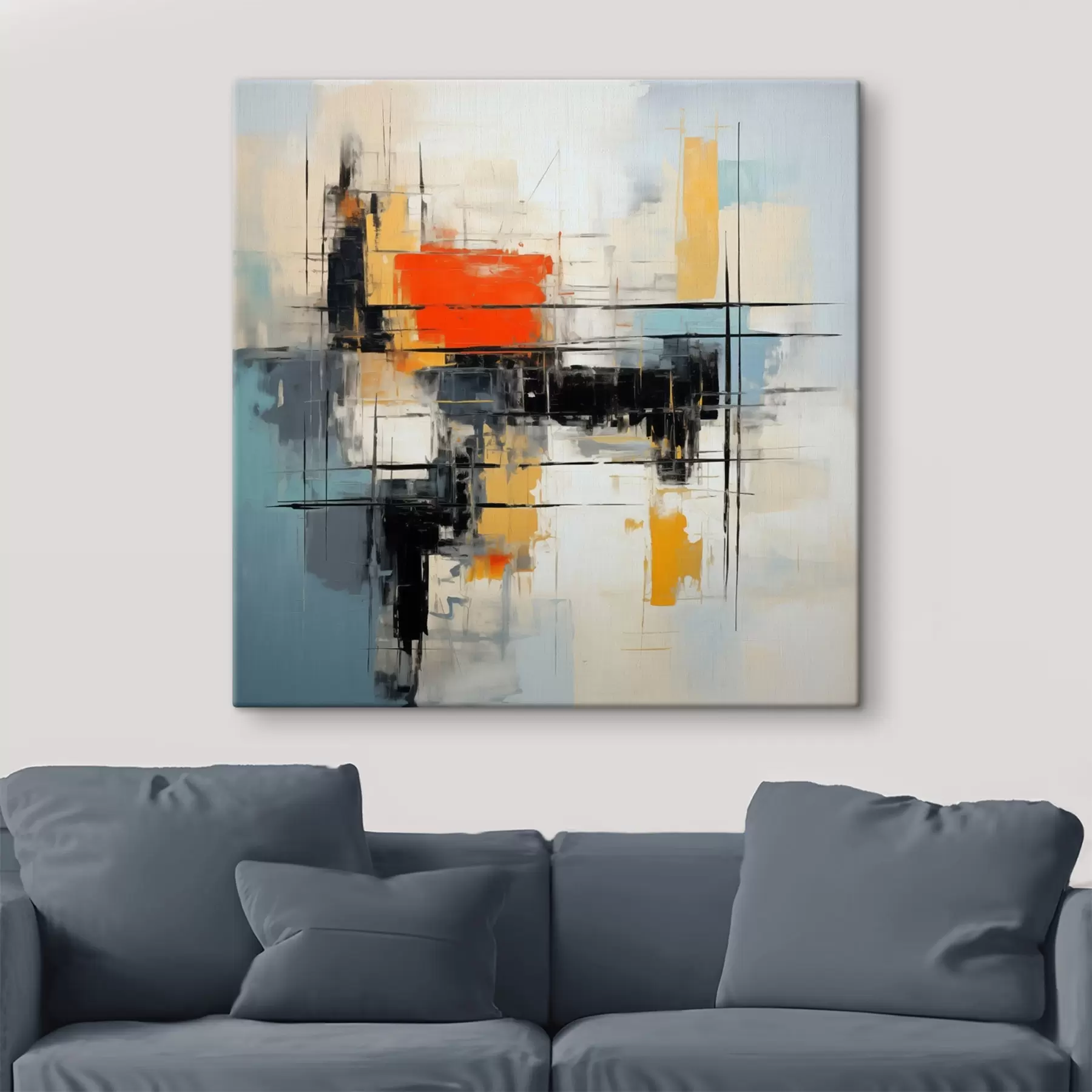  Peintures Toile dynamique de style moderne avec des traits vifs s45040