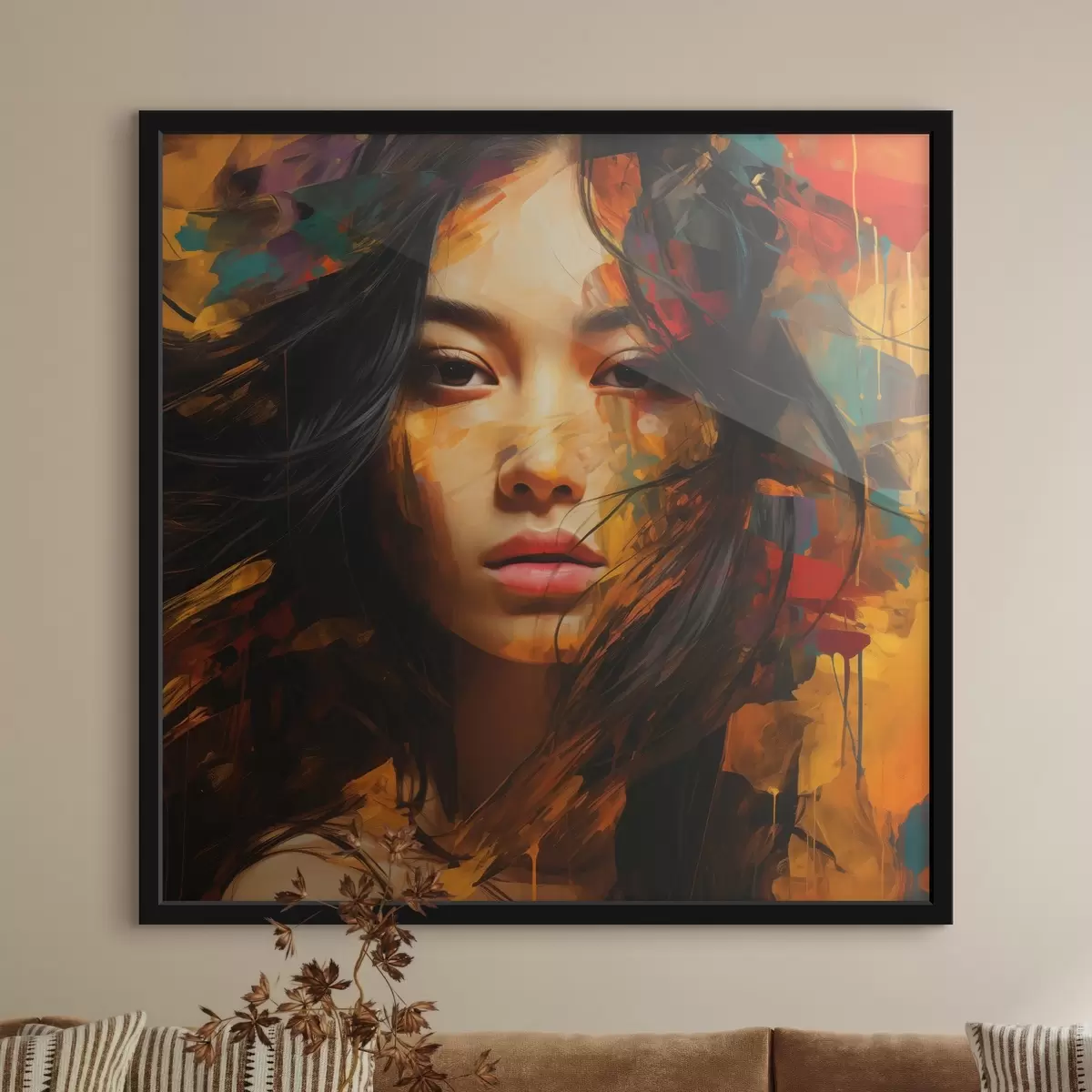 Affiche Portrait d'une femme dans un style abstrait f45039