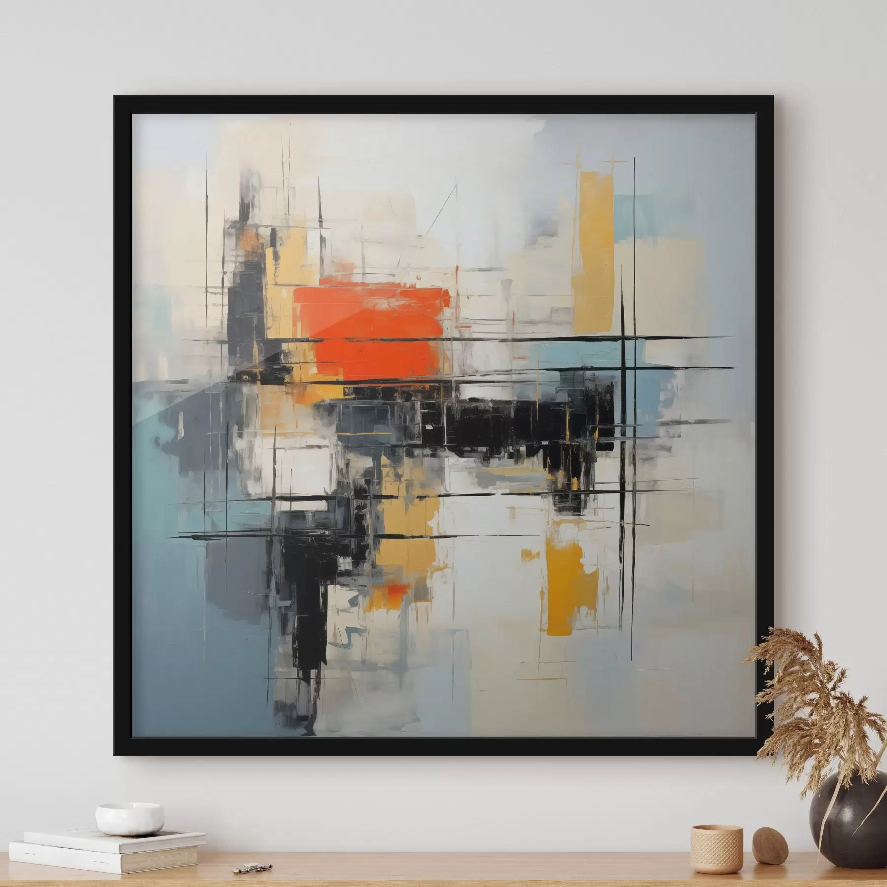 Fotobehang Dynamisch doek in moderne stijl met scherpe streken f45040