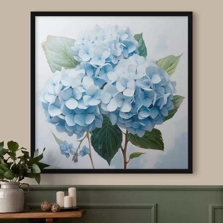 Papier peint photo Gros plan sur des fleurs d'hortensia bleu f45044