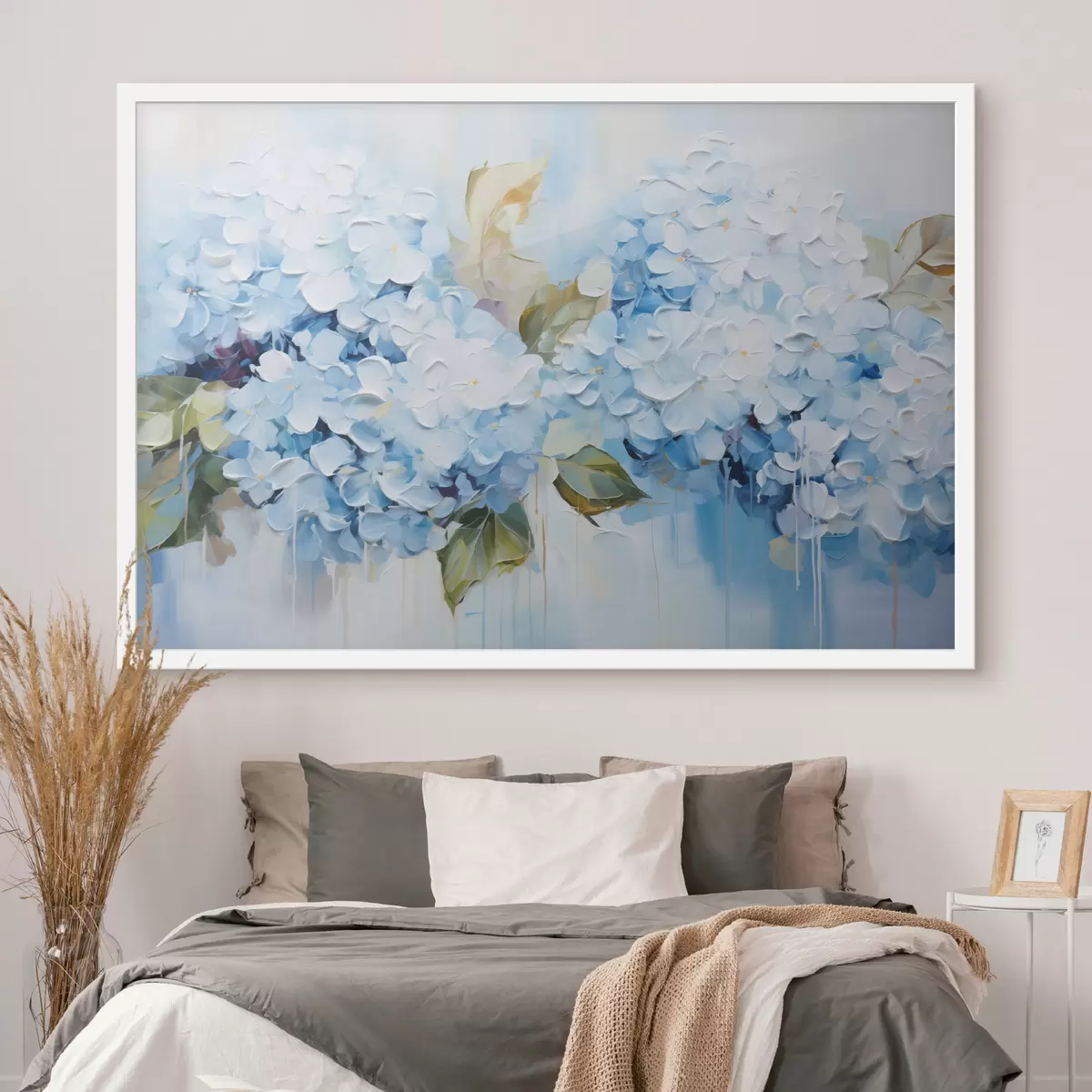 Affiche Hortensias au pastel en technique de peinture volumétrique f45052