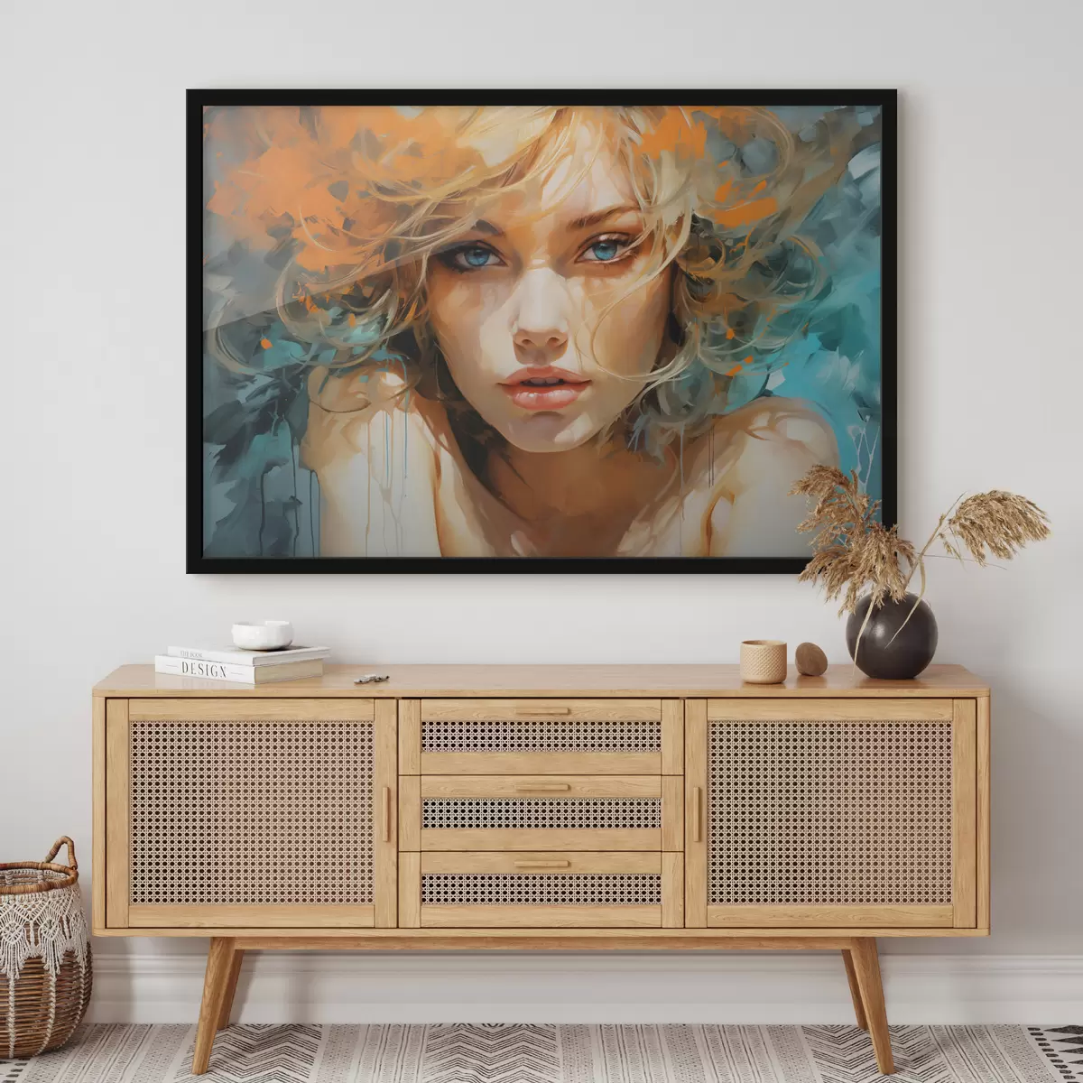 Poster Expressief vrouwelijk beeld in abstract-realistische stijl f45061